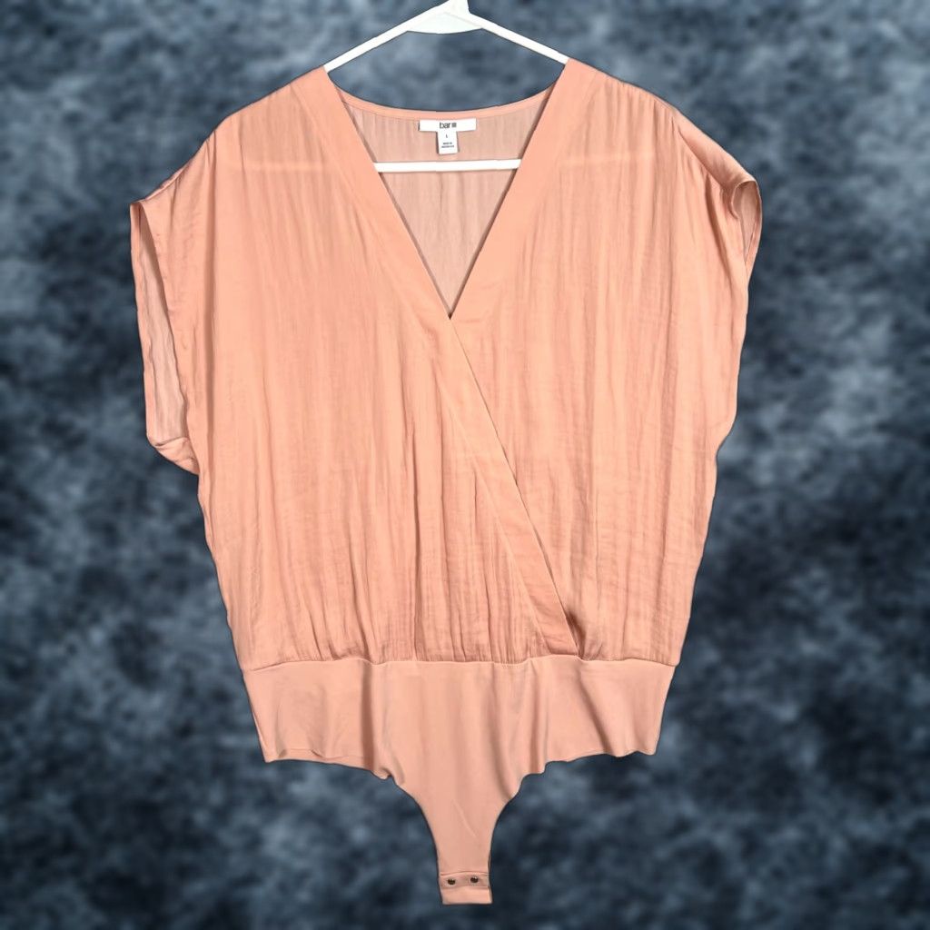 Bar III Bar III Womens Peach Bodysuit Large Polyester Spandex Blend Size L / US 10 / IT 46 - 1 Thumbnail