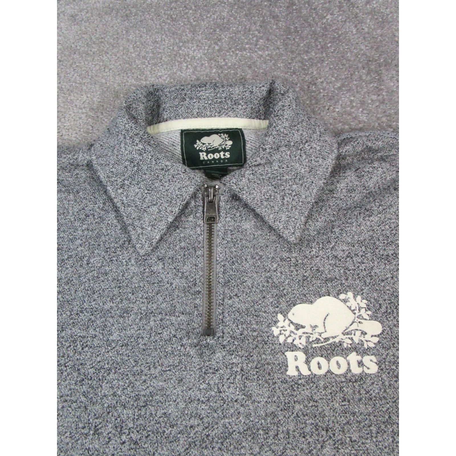 Roots VINTAGE Roots Sweater Womens XS Gray Cotton Blend Fleece Pullover Semi-Quarter Zip Casual Size XS / US 0-2 / IT 36-38 - 2 Thumbnail