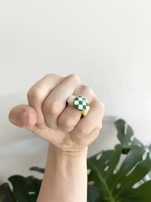 Smart Range London STEAL! Y2K Japan 3D checkerboard Ring Size ONE SIZE - 1 Thumbnail