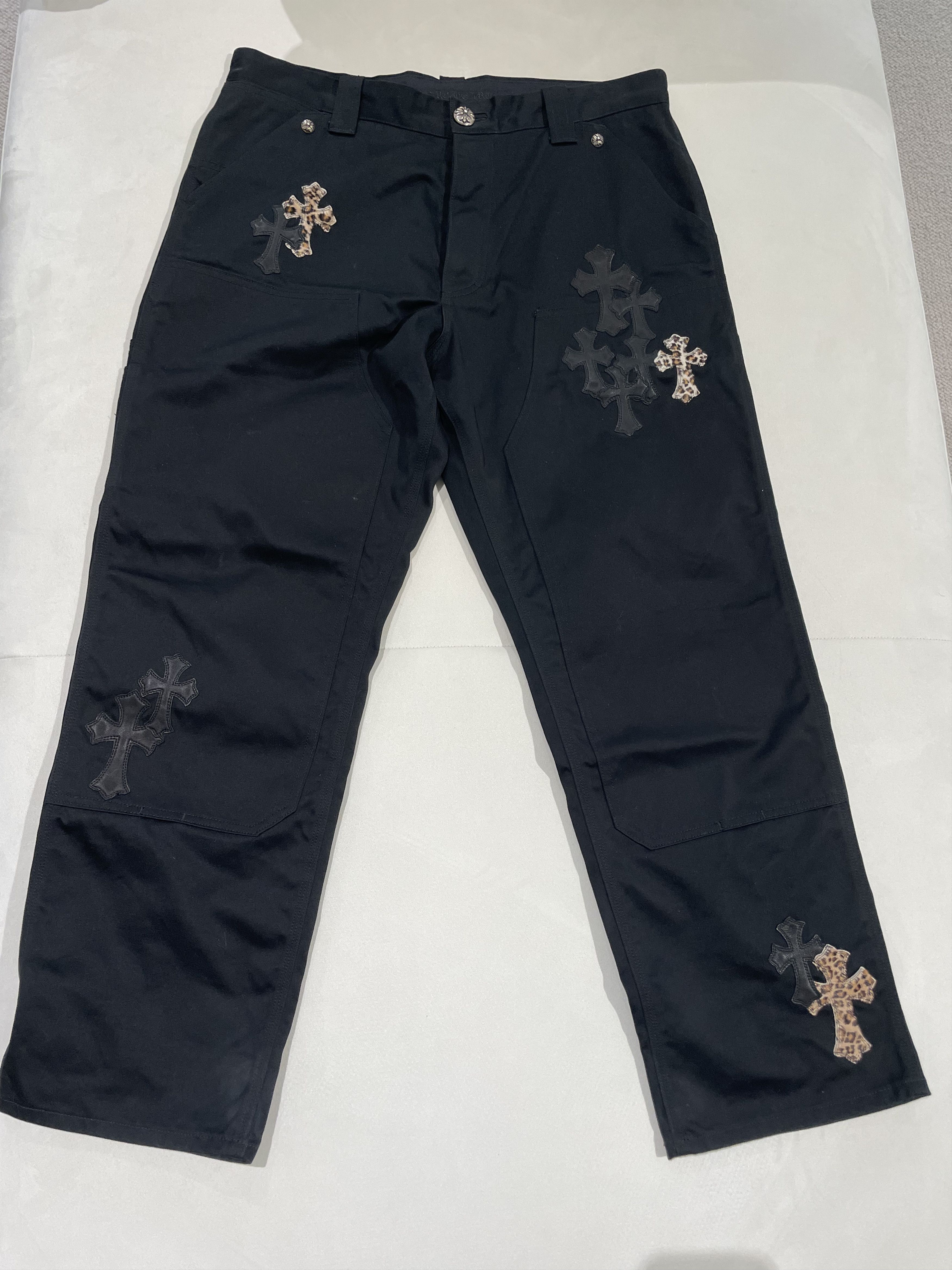 Chrome Hearts Chrome Hearts Leopard Black Cross Leather Patch Jeans Size US 36 / EU 52 - 3 Thumbnail