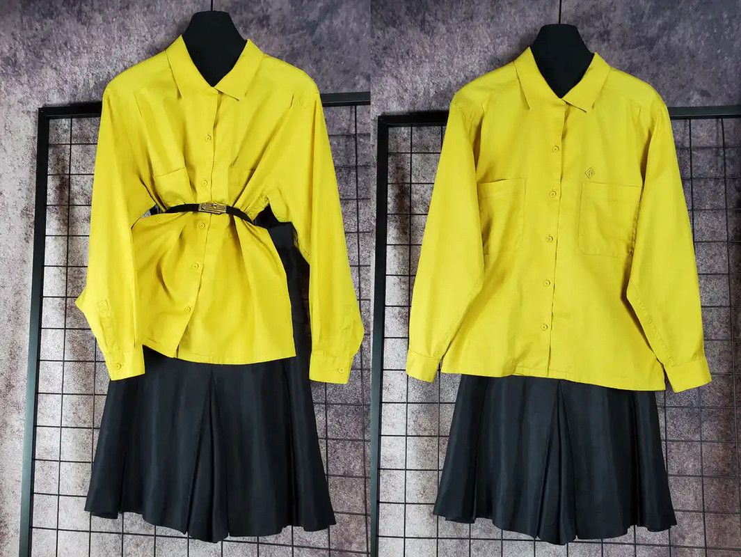 Dior Dior Yellow Cotton Embroidered Logo Long Sleeve Shirt 0089 Size US M / EU 48-50 / 2 - 1 Thumbnail