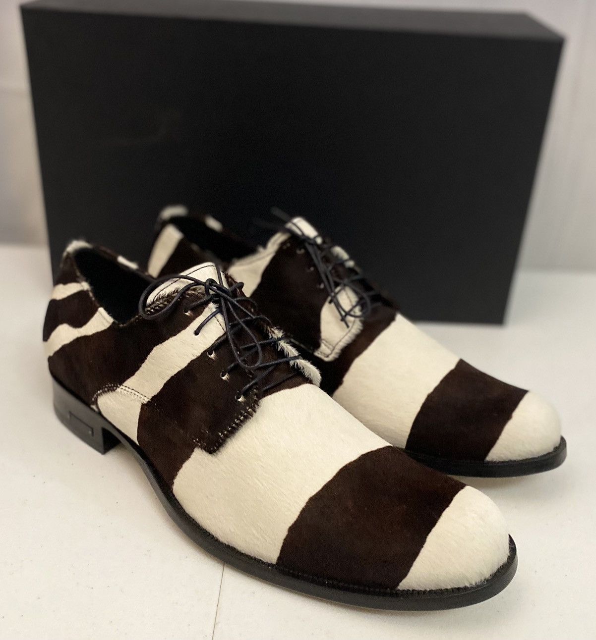Dsquared2 Dsquared2 🇮🇹 Brown/White Pony Hair Zebra Striped Derby 10 NEW Size US 10 / EU 43 - 1 Thumbnail