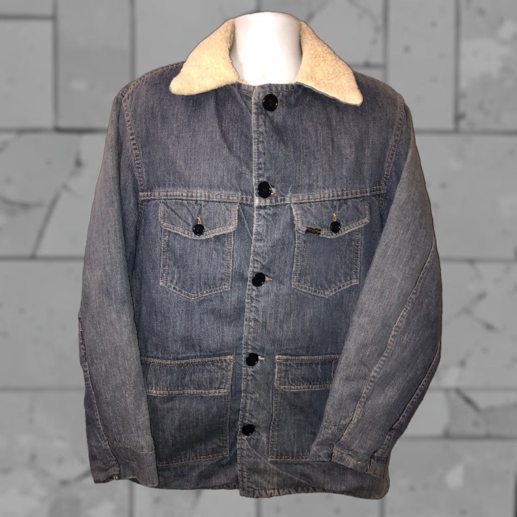 Vintage Roebucks Mens Jacket Blue Sherpa Lined Button Front 23 Inch Armpit M Regular Size US M / EU 48-50 / 2 - 1 Thumbnail