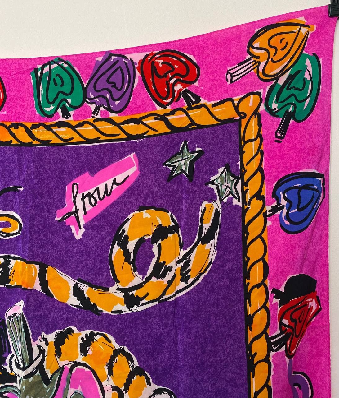 Escada × Vintage Rare 1980's ESCADA Jewel Tone Tiger Scarf 100% Silk Designer Size ONE SIZE - 5 Thumbnail