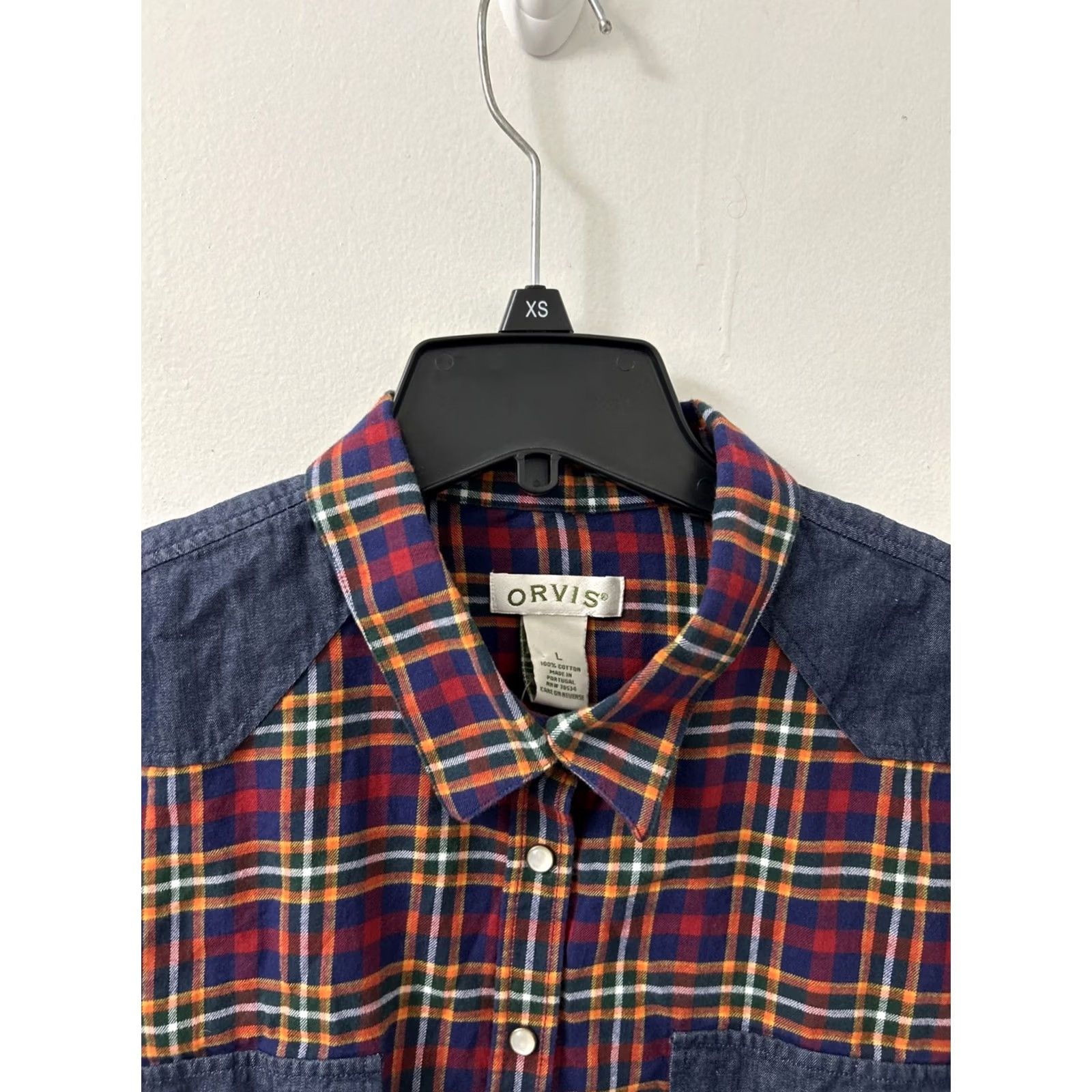 Orvis Orvis Shirt Womens L Multicolor Plaid Snap Button Down Elbow Shoulder Patch L/S Casual Travel Party/Cocktail Jacket Style Outdoor Size L / US 10 / IT 46 - 6 Thumbnail