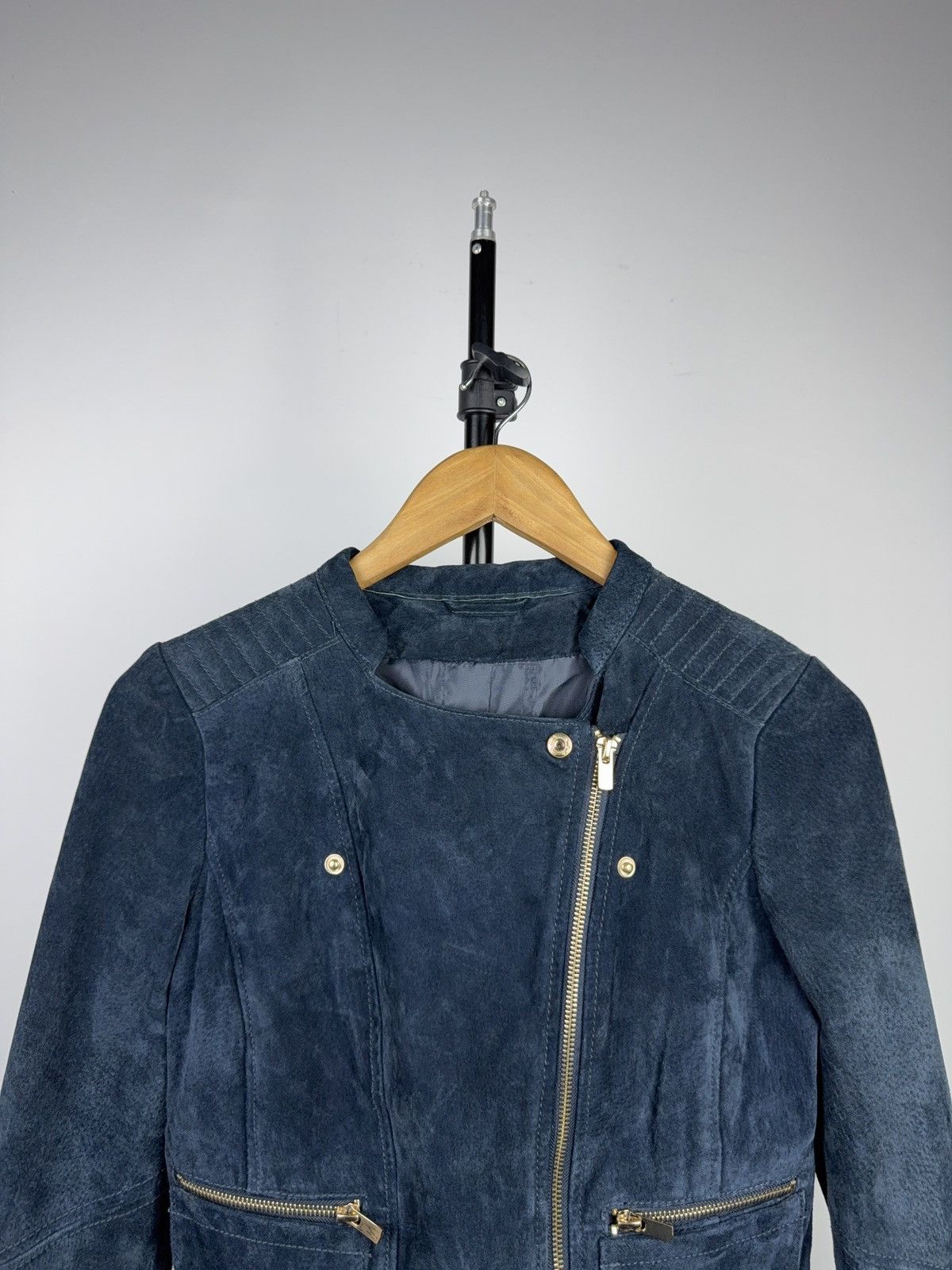 Japanese Brand Vintage 00s Y2K Avant Garde Biker Moto Suede Biker Jacket Size XS / US 0-2 / IT 36-38 - 2 Thumbnail