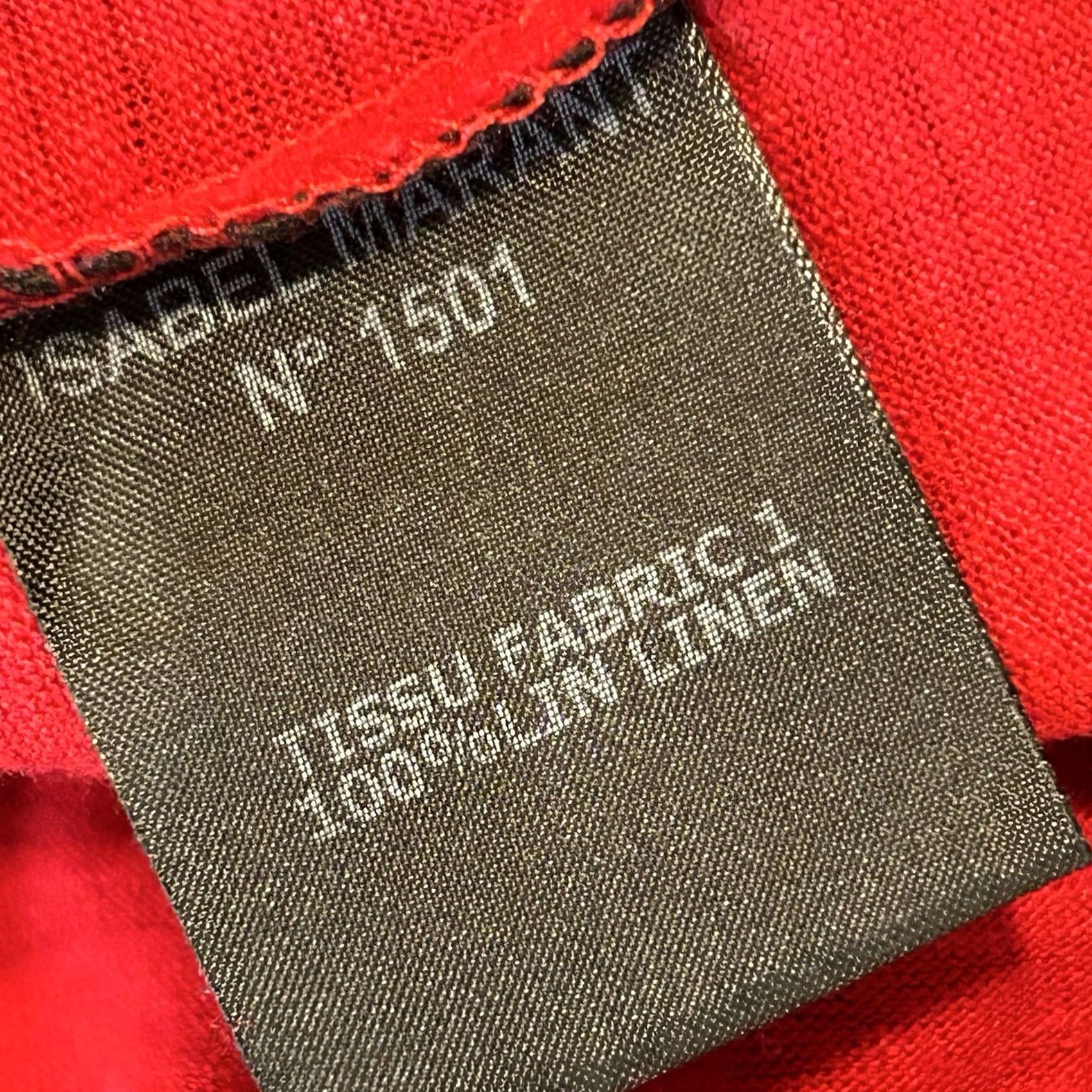 Vintage Isabel Marant Etoile Linen Tee V-Neck Short Sleeve Women’s Medium Shirt Red Logo Lightweight Casual 100% Linen Pullover Size 32" / US 10 / IT 46 - 7 Thumbnail