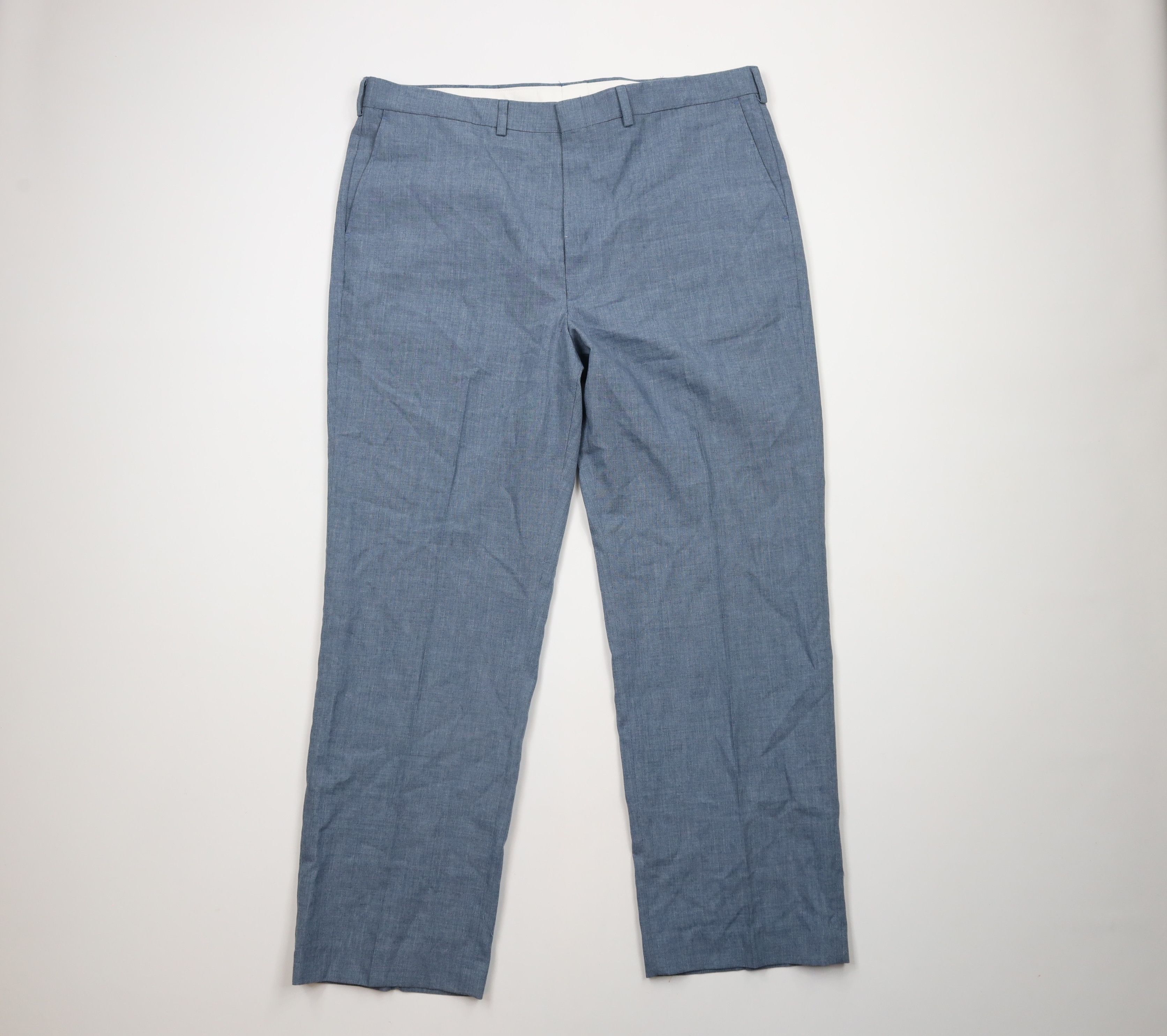 Vintage Vintage 70s Streetwear Knit Wide Leg Chino Pants Blue Size US 38 / EU 54 - 1 Thumbnail