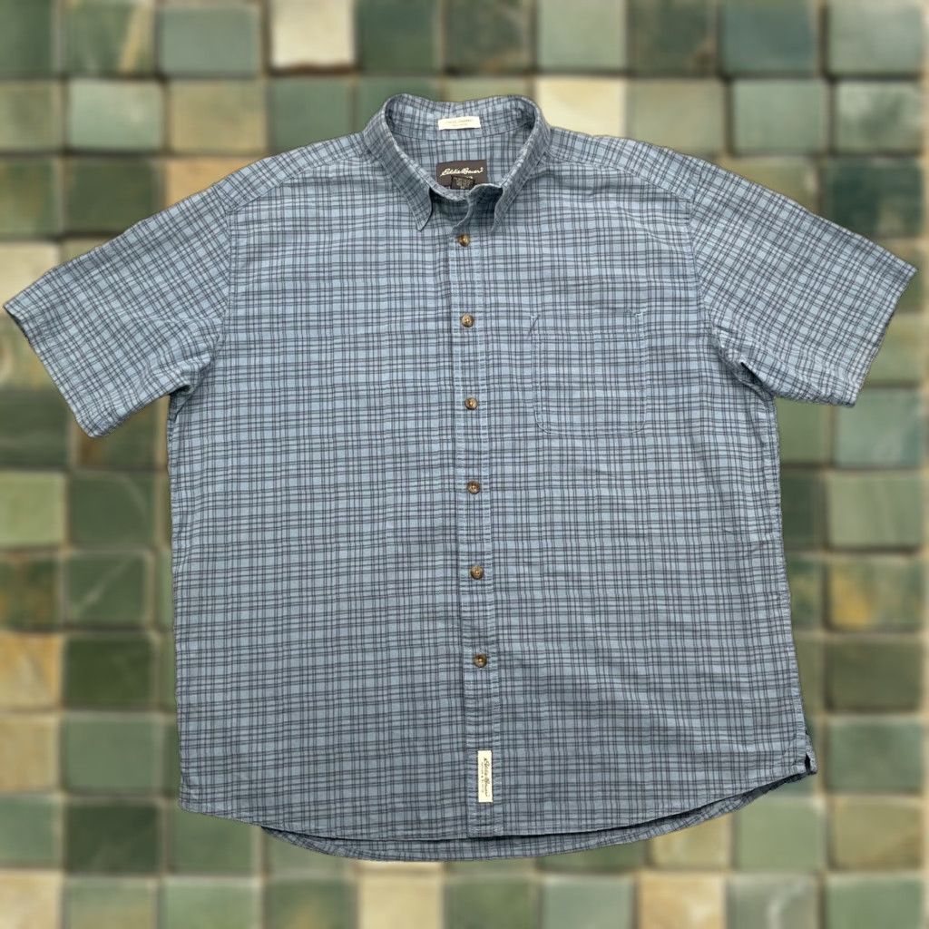 Eddie Bauer Eddie Bauer Button-Up Shirt Men XL Blue Chambray Plaid Outdoor Gorpcore 90s Cabin Workwear Size US XL / EU 56 / 4 - 1 Thumbnail