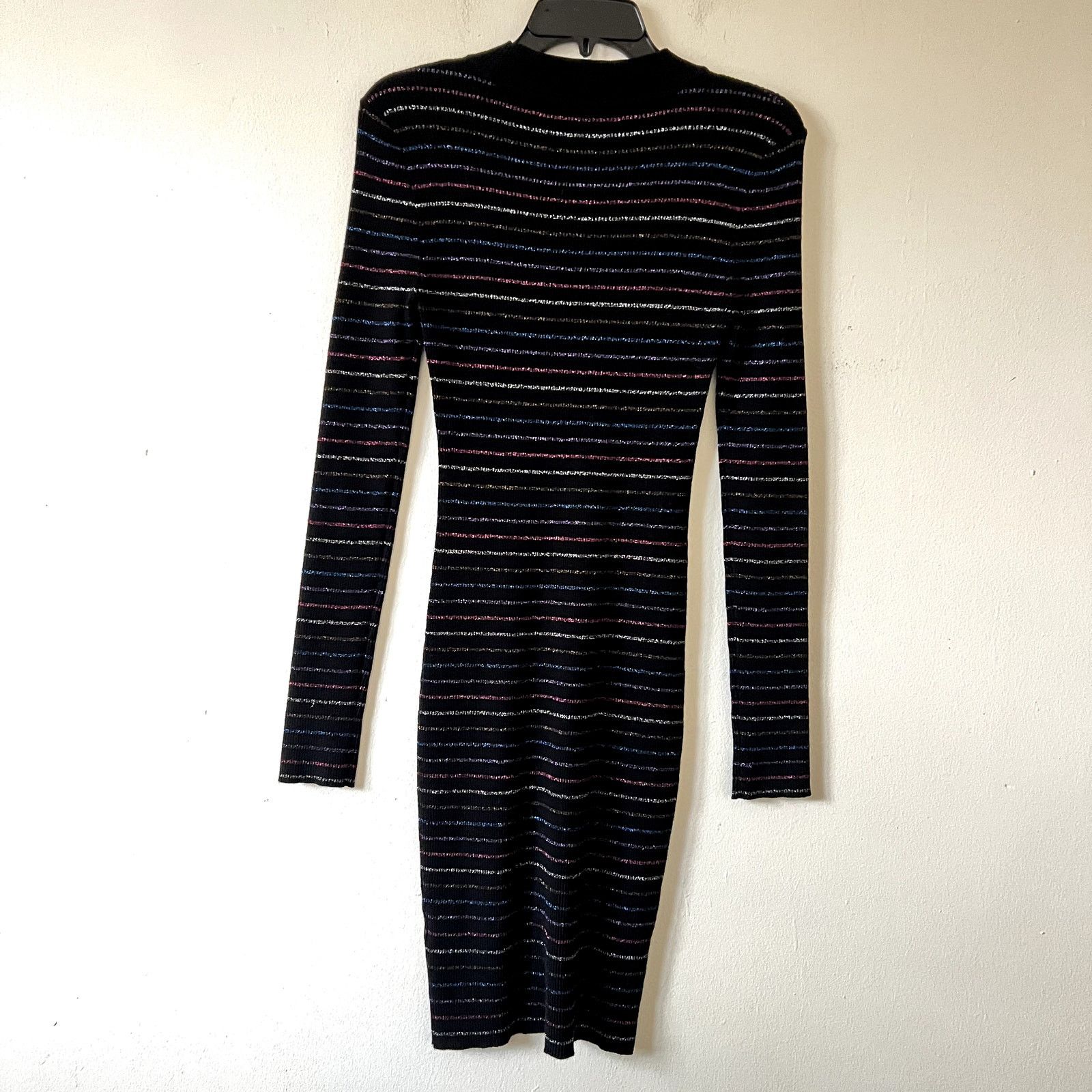 Ronny Kobo Ronny Kobo Icarus Black Knit Mini Striped Dress Long Sleeve Size L / US 10 / IT 46 - 4 Thumbnail