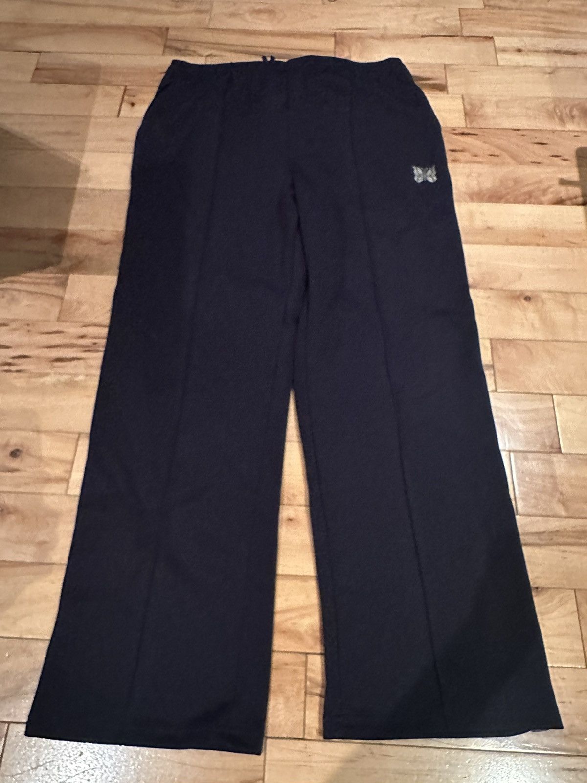 Needles Navy Grey Butterfly Trackpants Silver Side Stripe Piping L Size US 34 / EU 50 - 1 Thumbnail