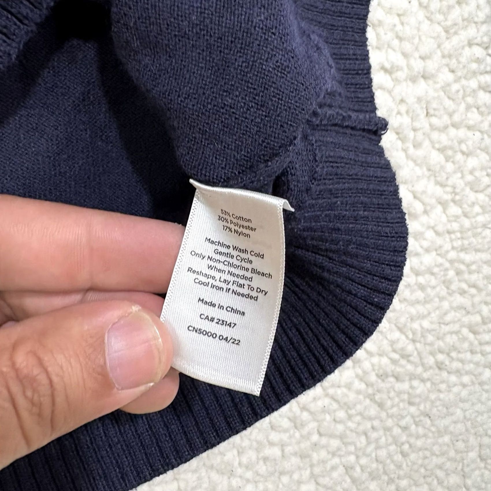 Talbots TALBOTS C'est La Vie Graphic Sweater Navy Blue Petite PS Pullover Cap Sleeve Long Sleeve Knit Size S / US 4 / IT 40 - 4 Thumbnail