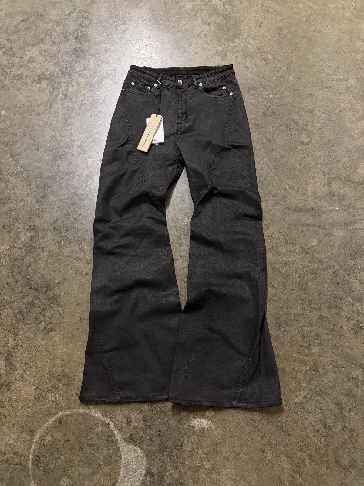 Rick Owens Rick Owens FW24 SBW Waxed Bias Bootcut Jeans Size US 33 - 1 Thumbnail