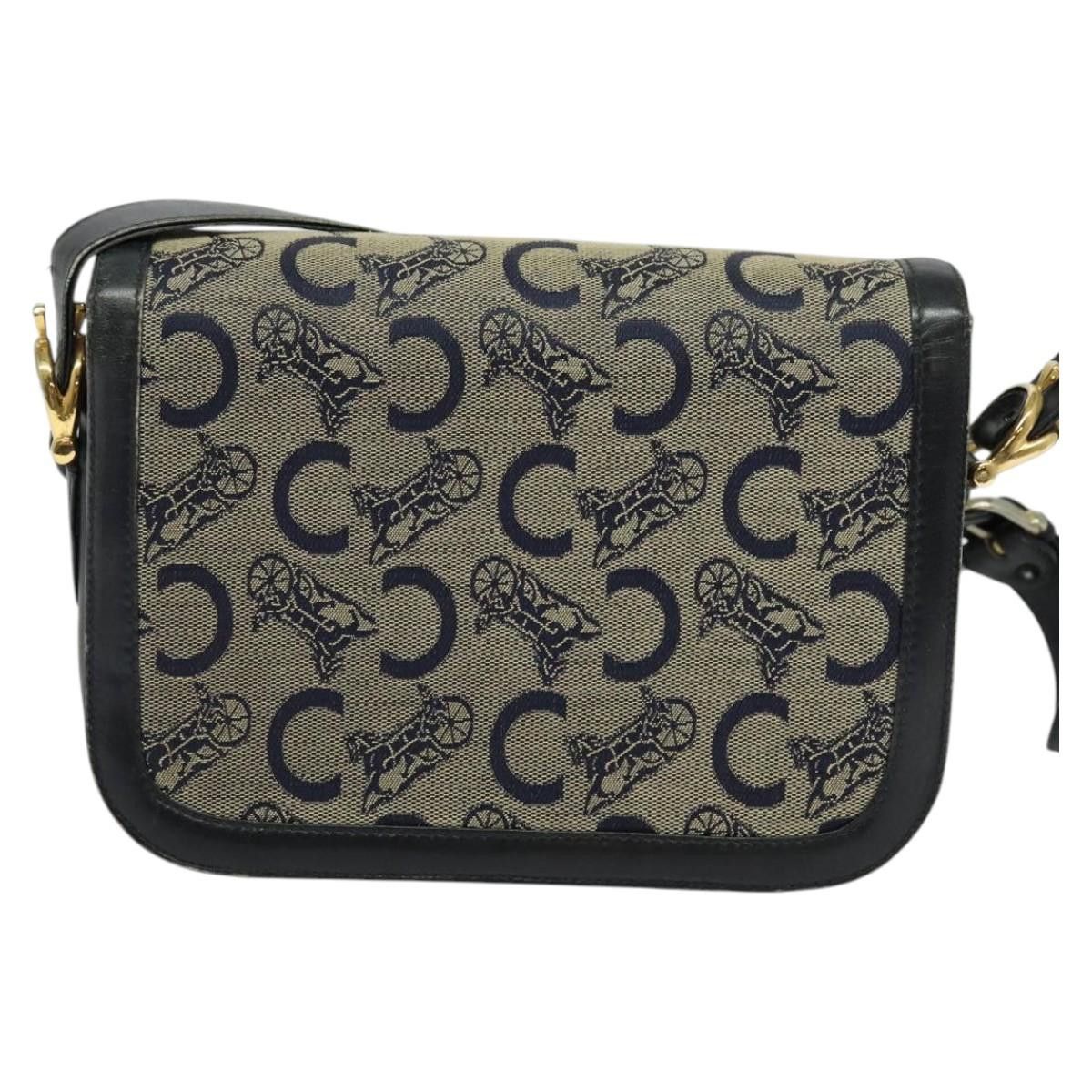 Celine CELINE C Sulky Shoulder Bag Canvas Navy Gold Size ONE SIZE - 3 Thumbnail
