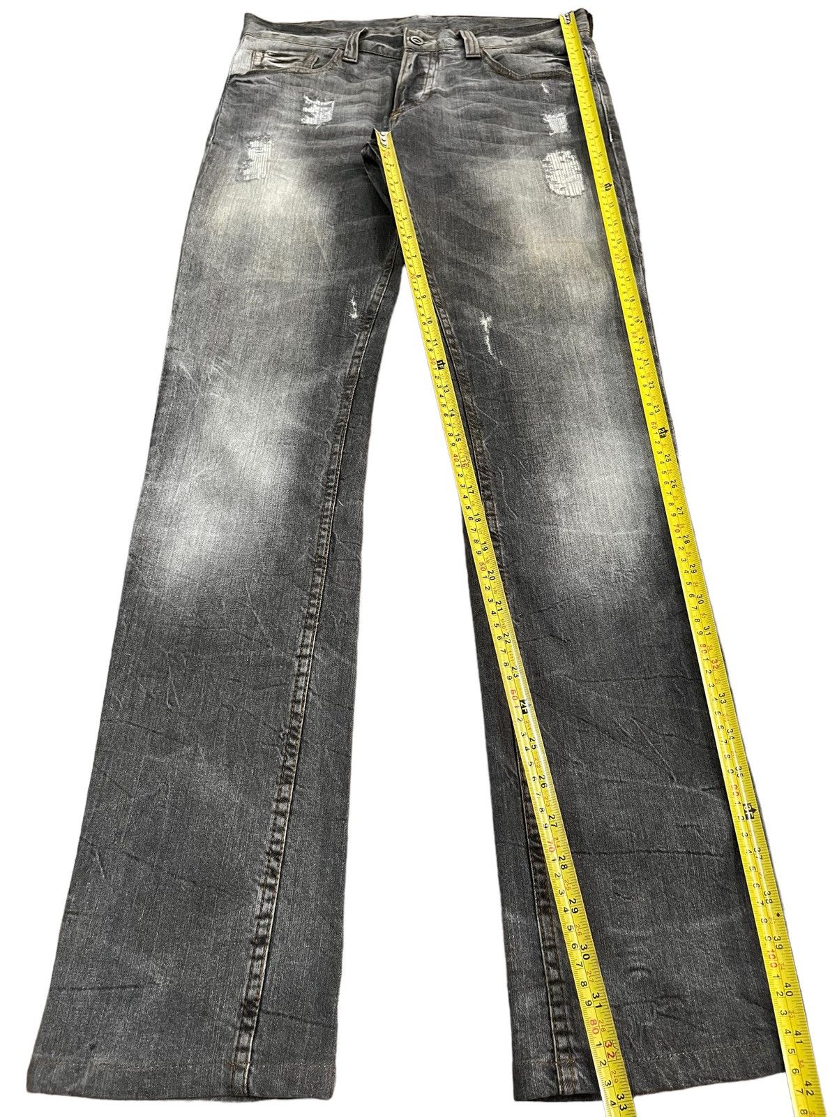 Zara Vintage Zara Trafaluc Buttonfly Distressed Black Faded Jeans Size US 31 - 13 Thumbnail