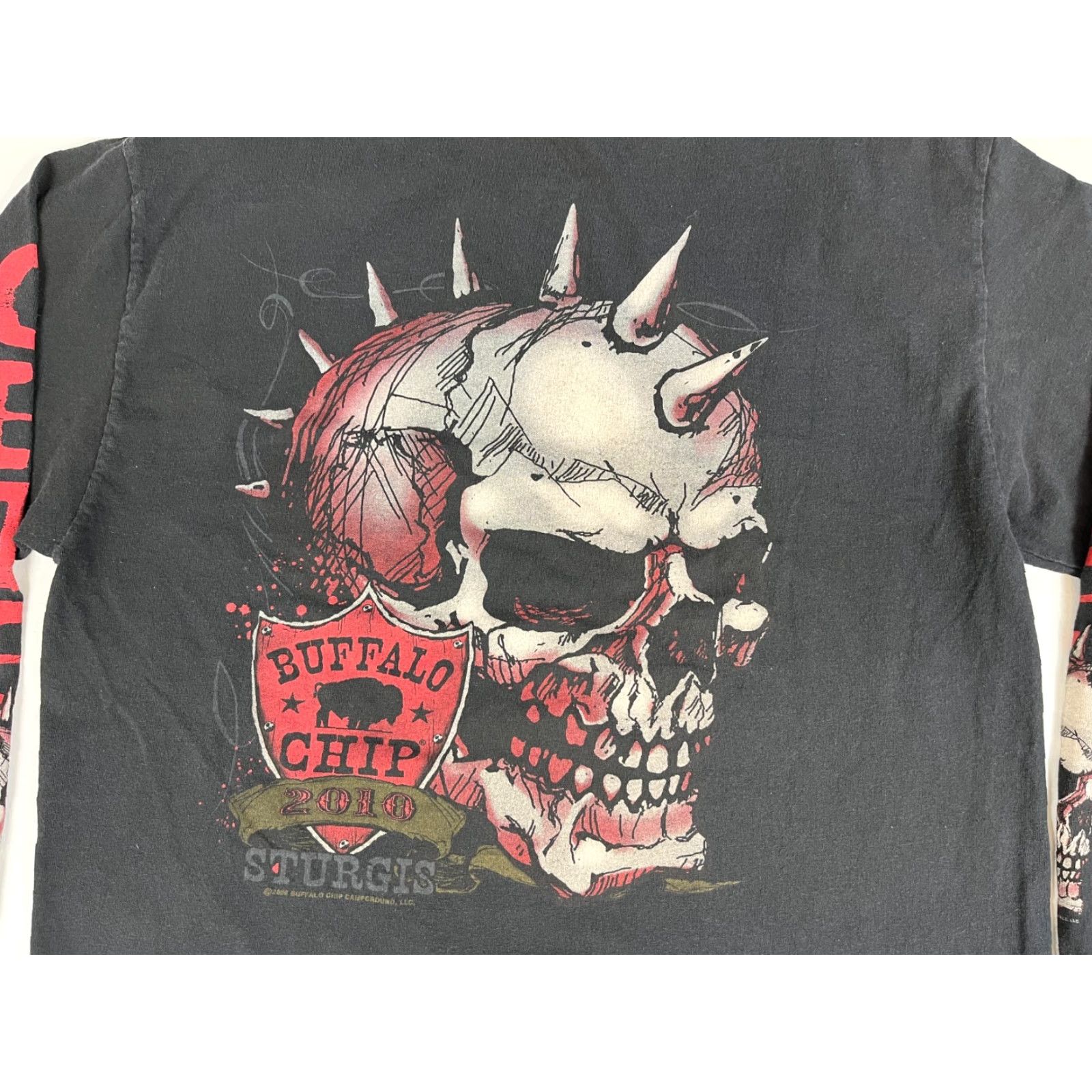 Vintage VINTAGE Hot Leathers Men’s T-Shirt Buffalo Chip The Legendary Sturgis Campground Long Sleeve Sz L Black Crew Neck Biker Double-Sided 2010 Size US L / EU 52-54 / 3 - 3 Thumbnail