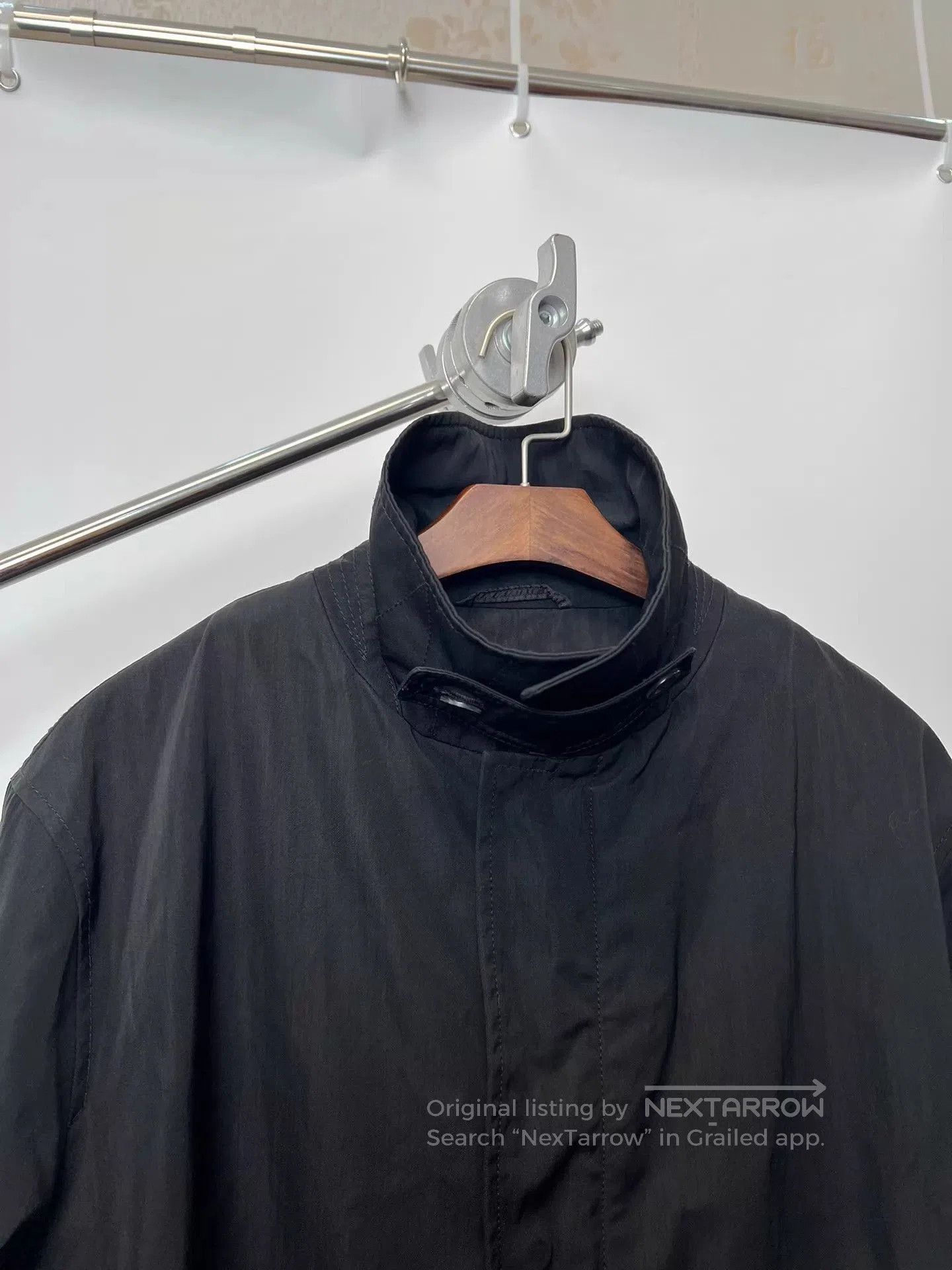 Armani Black Long Coat with Stand Collar Size L. Size US L / EU 52-54 / 3 - 3 Thumbnail