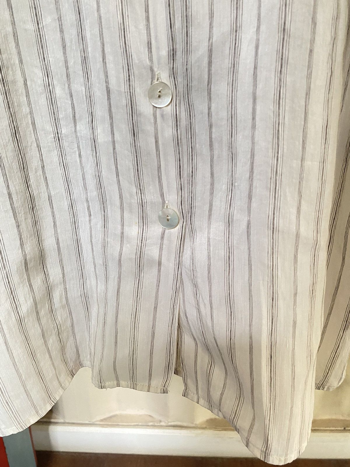 Max Mara MM by MaxMara White and Grey Striped Long-Sleeve Shirt Size ONE SIZE - 14 Thumbnail