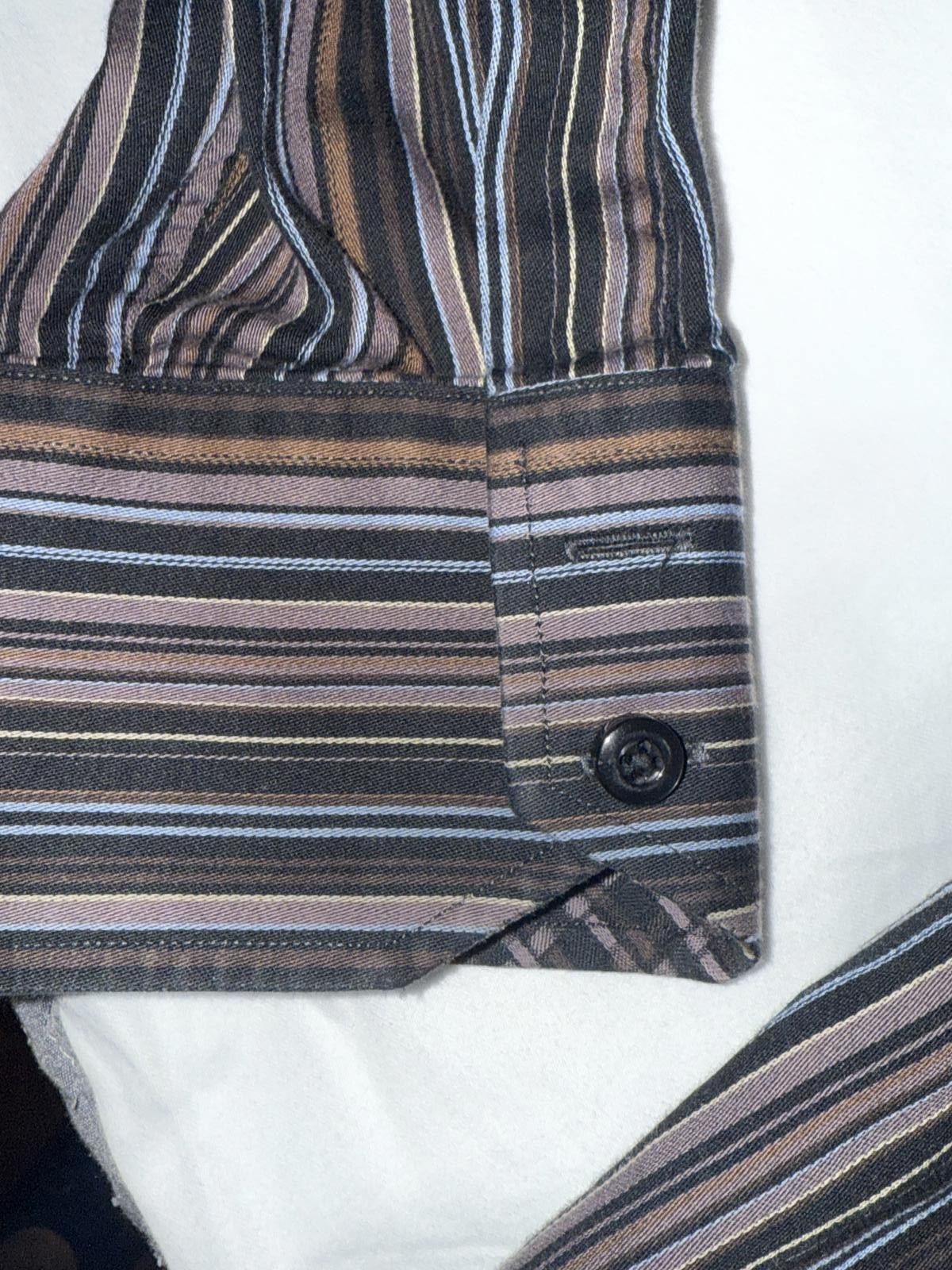 Thomas Dean Thomas Dean Men's Striped Contrast Cuff Multicolored Shirt L Size US L / EU 52-54 / 3 - 4 Thumbnail