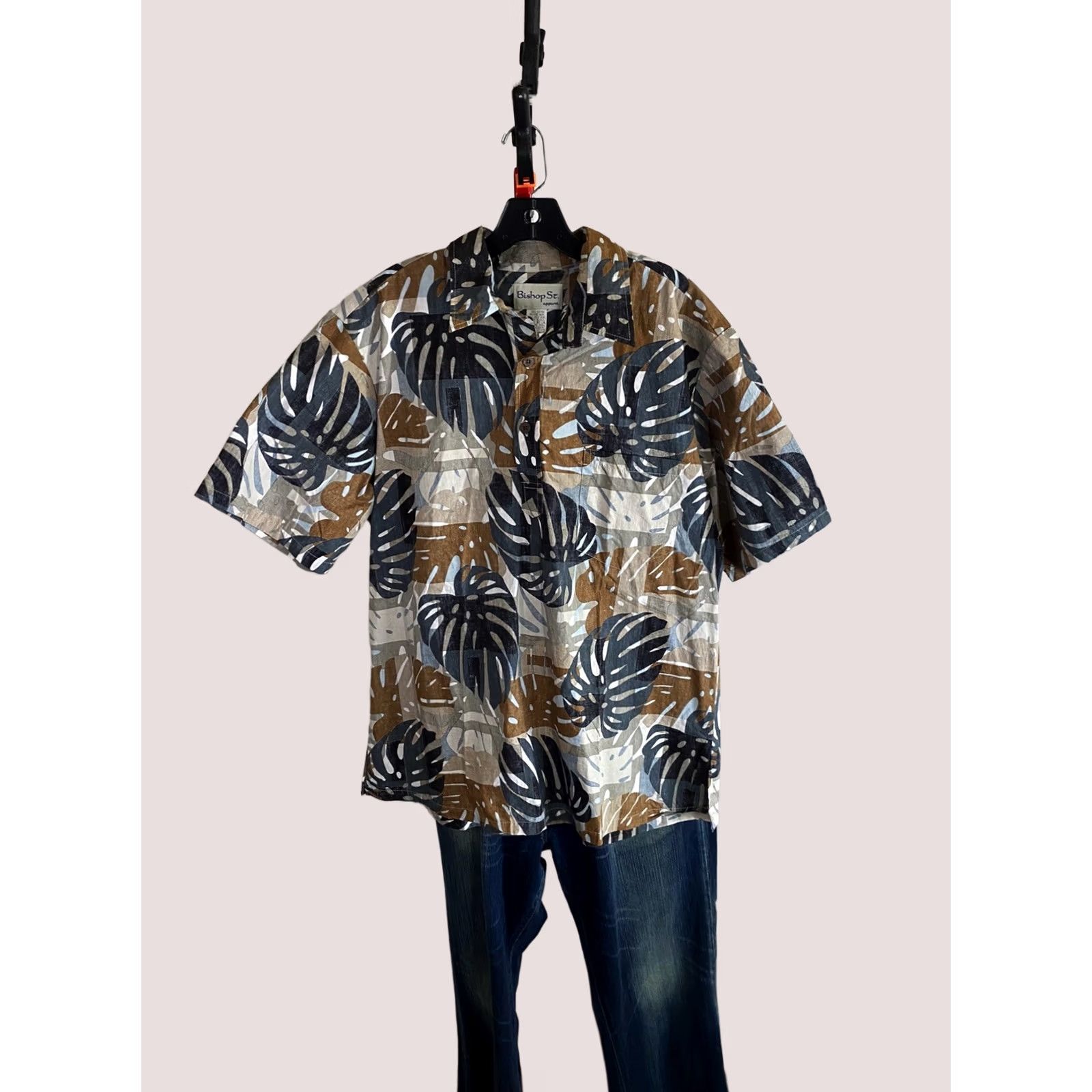 Vintage Bishop Street CAMP SHIRT Earth Tone Floral XL Pocket Ctn Mens Size US XL / EU 56 / 4 - 1 Thumbnail