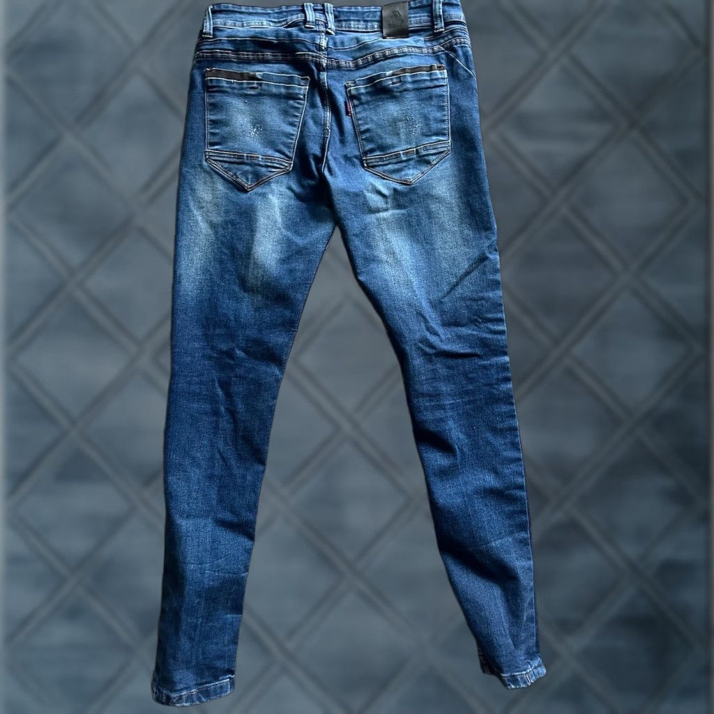Vintage VINTAGE Naos Industry Jeans Skinny 30x30 Distressed Blue Mens Jeans 30 Regular Cotton Spandex Inseam 30" Distressed Pockets 90s 30 Mens Size US 30 / EU 46 - 1 Thumbnail