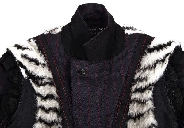 Comme des Garcons Comme des Garcons Fur-turned striped stitching jacket Size US XS / EU 42 / 0 - 3 Thumbnail
