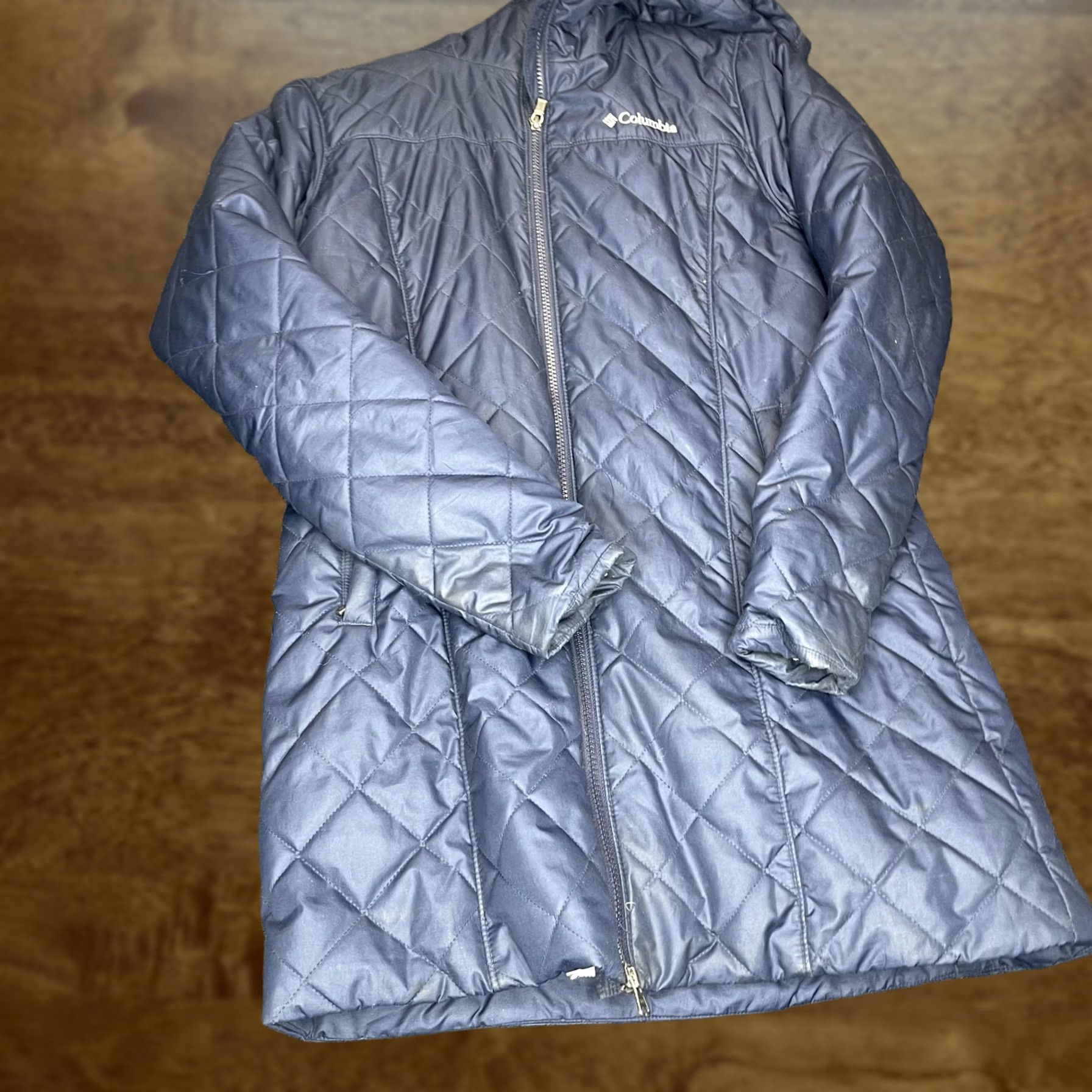 Vintage Columbia Jacket Womens Medium Blue Hooded Quilted Fleece Lined Winter Long Coat Size M / US 6-8 / IT 42-44 - 1 Thumbnail