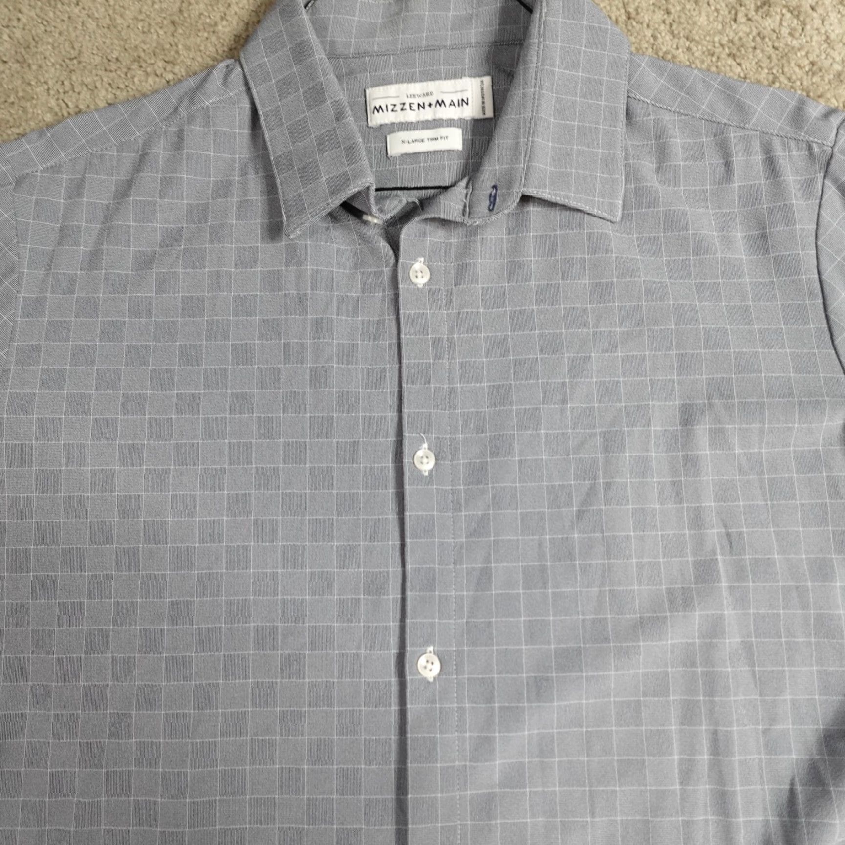 Mizzen+Main Mizzen+Main Shirt XL Blue Gray Plaid Trim Performance Button-Up Long Sleeve Collared Men Size US XL / EU 56 / 4 - 2 Thumbnail