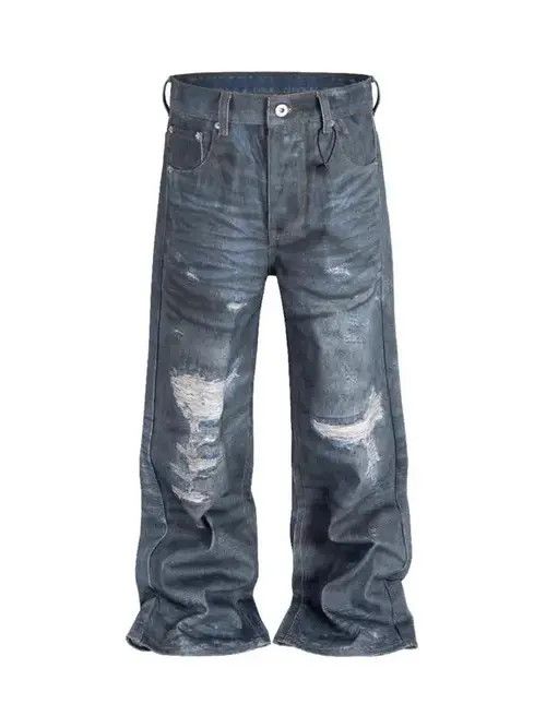 Jean Washed street baggy ripped jeans Size US 34 / EU 50 - 4 Thumbnail