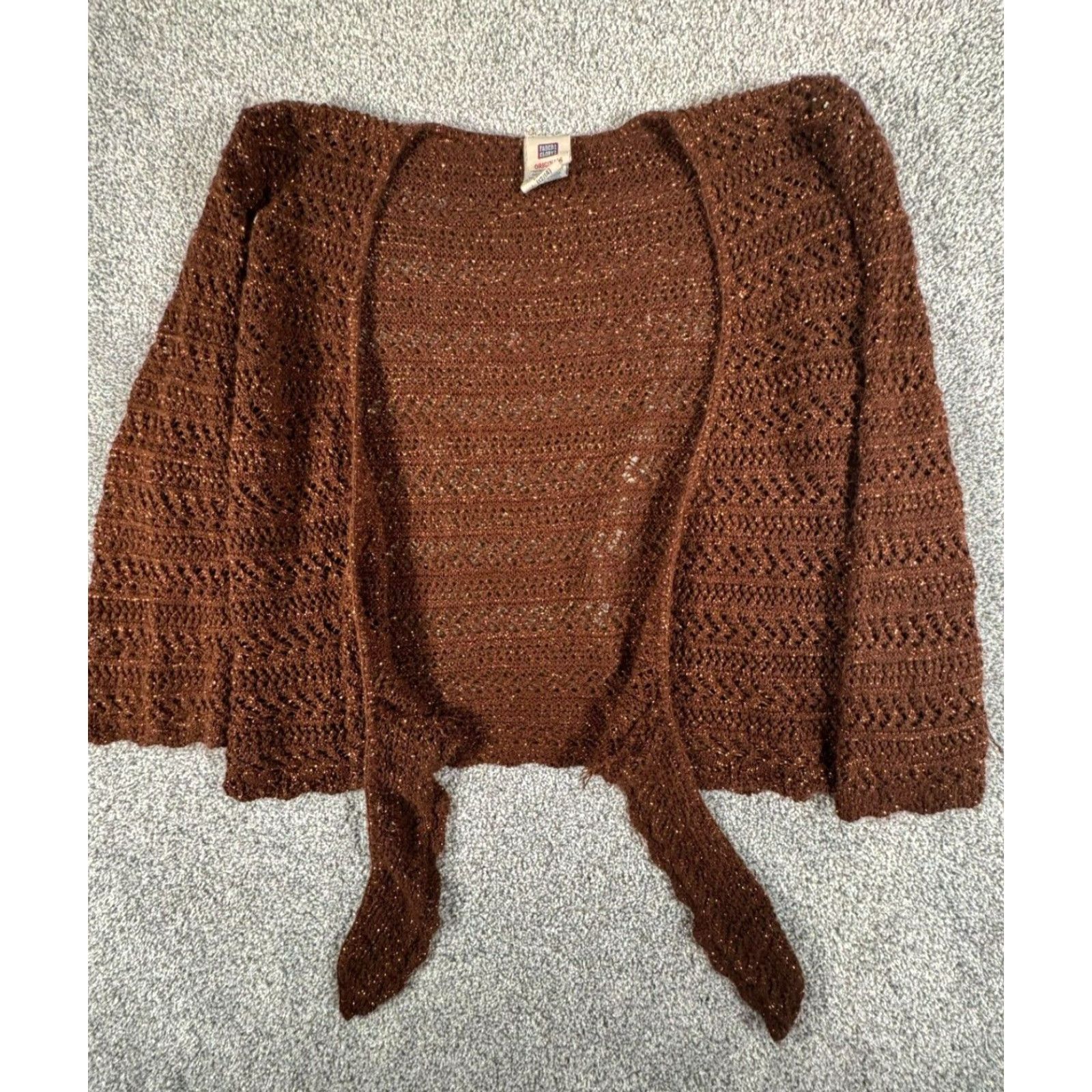 Faded Glory VINTAGE Faded Glory Cardigan Womens L Large Crocheted Glittery 90s Y2K Sweater Size L / US 10 / IT 46 - 2 Thumbnail