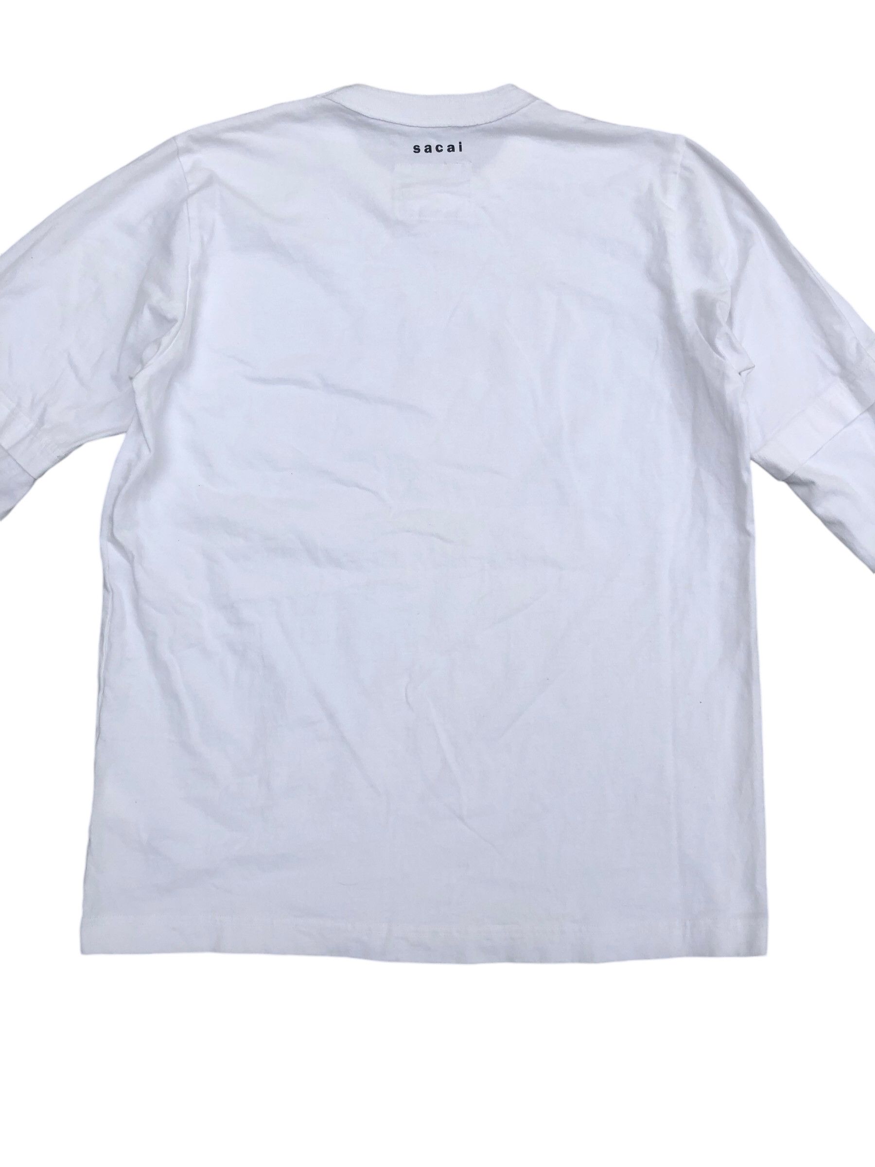 Sacai 💯🔥KAWS x SACAI Flock Print Long Sleeve T-shirt White Size US M / EU 48-50 / 2 - 9 Thumbnail