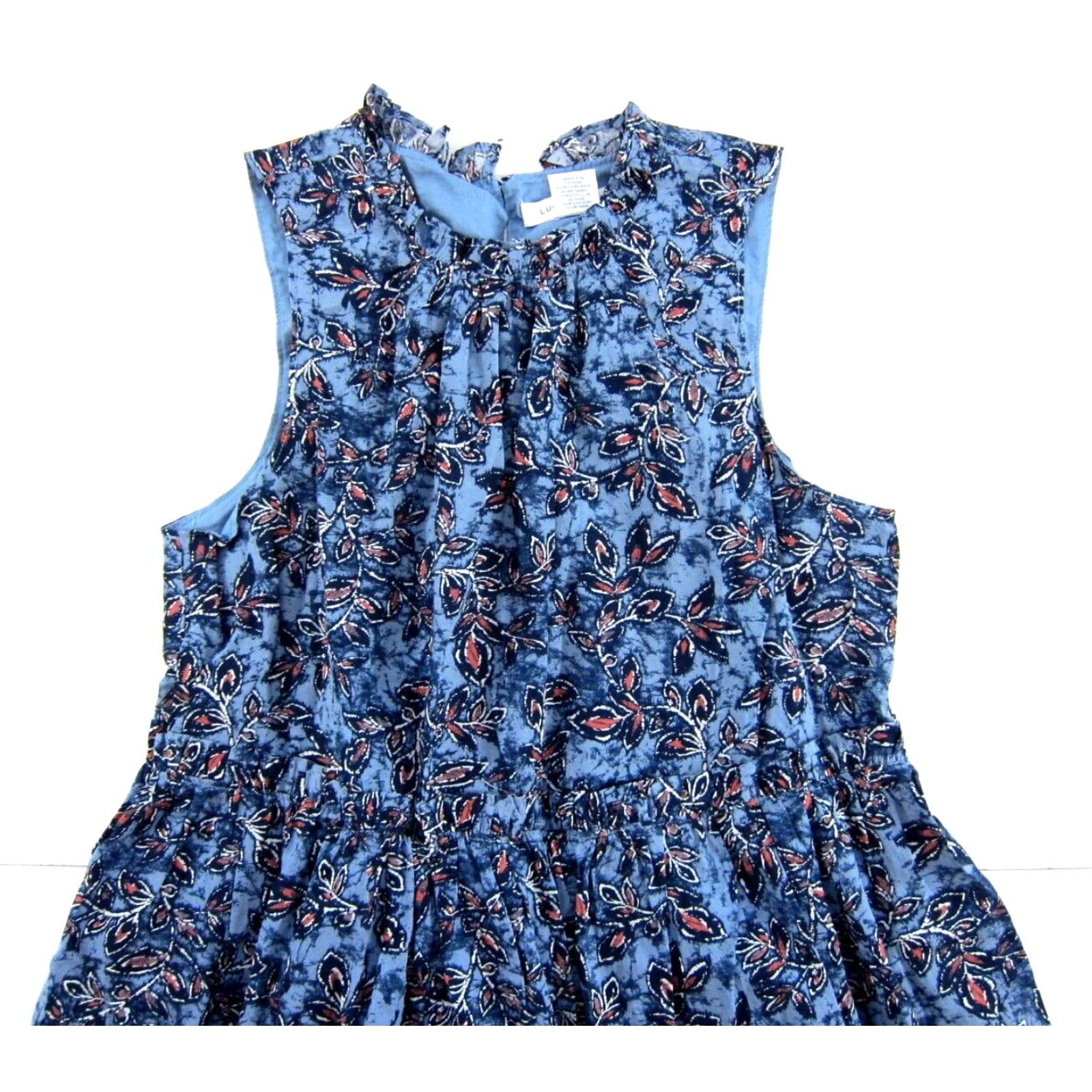 Lucky Brand Lucky Brand 100% Cotton Blue Pink Floral Sleeveless High Neck Sun Dress Small Vintage Women Dress Size S / US 4 / IT 40 - 5 Thumbnail