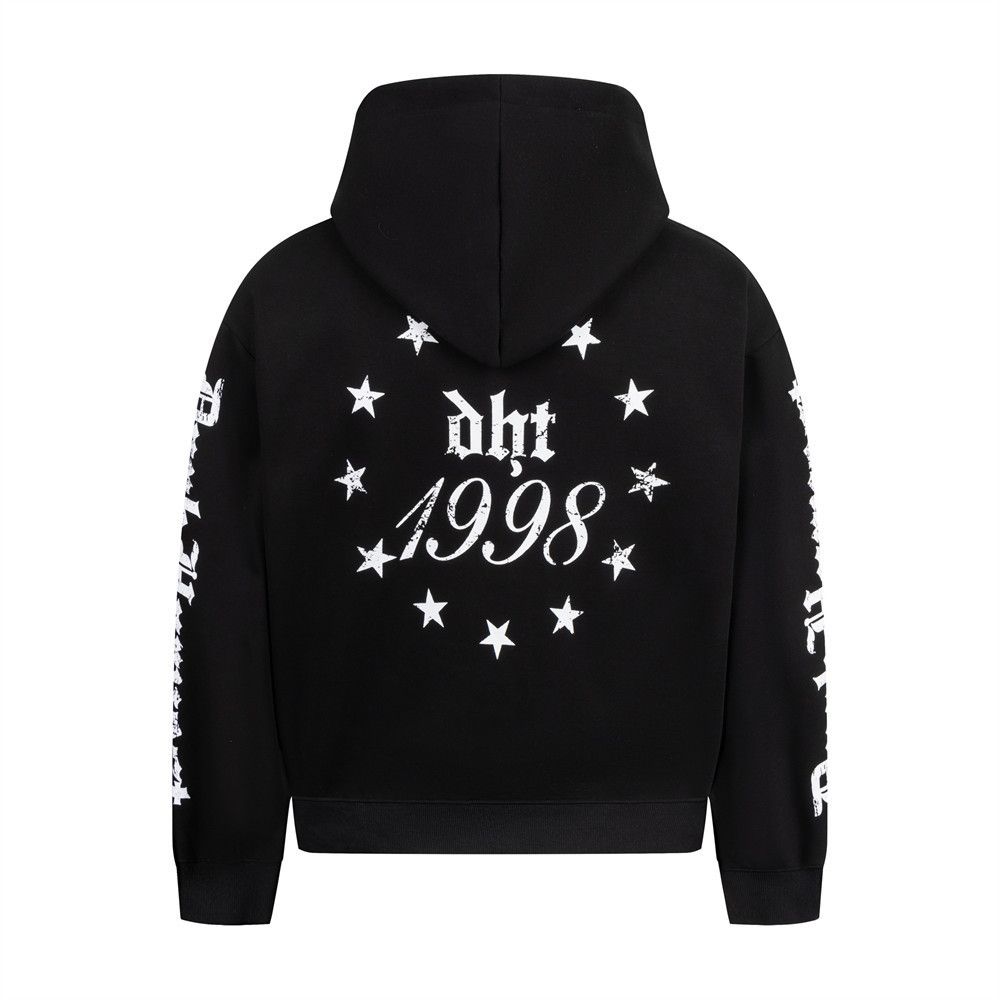 Men's retro washed star print loose zipper hoodie y2k