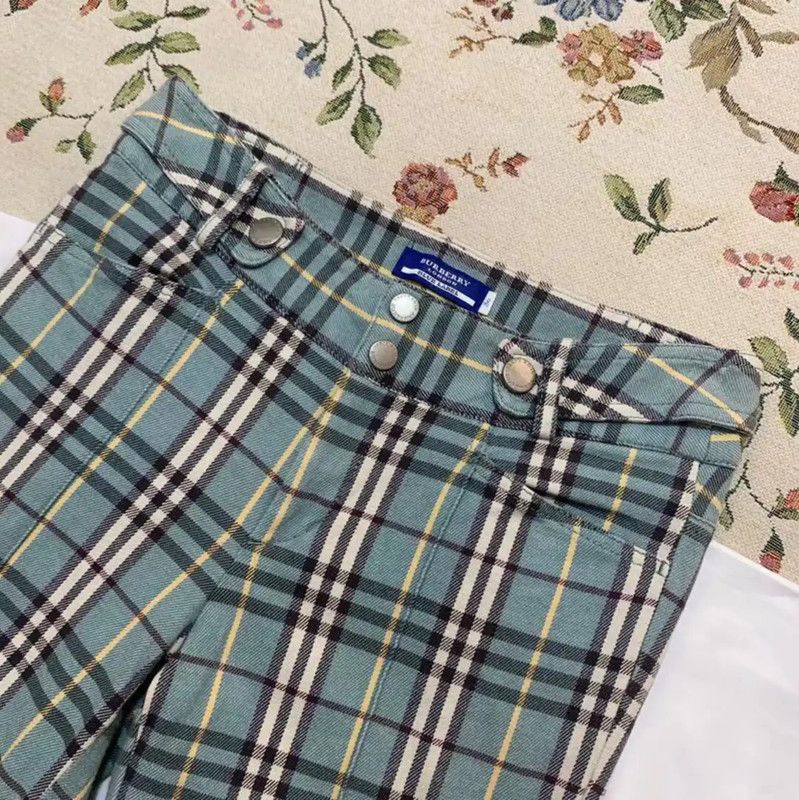 Burberry Burberry Blue Cotton Casual Pants for Women Size 23" - 1 Thumbnail