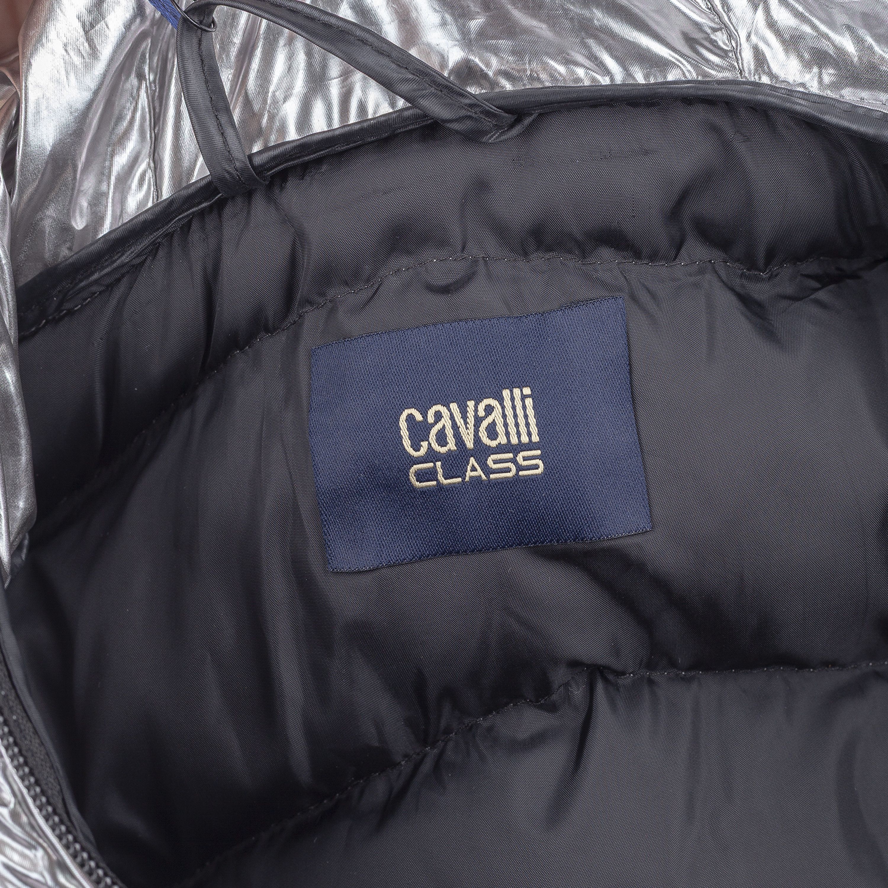 Cavalli Class Roberto Cavalli Metallic Silver Insulated Puffer Jacket Size XL / US 12-14 / IT 48-50 - 7 Thumbnail
