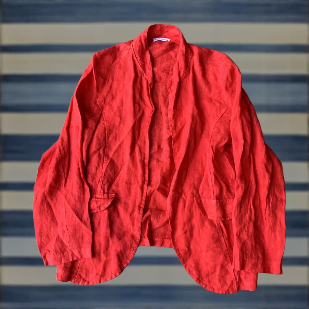 Vintage VINTAGE Y2K Angel Wings Linen Jacket Women’s Medium Italy Rhinestones Grunge Jacket Zip Up Red Size S / US 4 / IT 40 - 1 Thumbnail