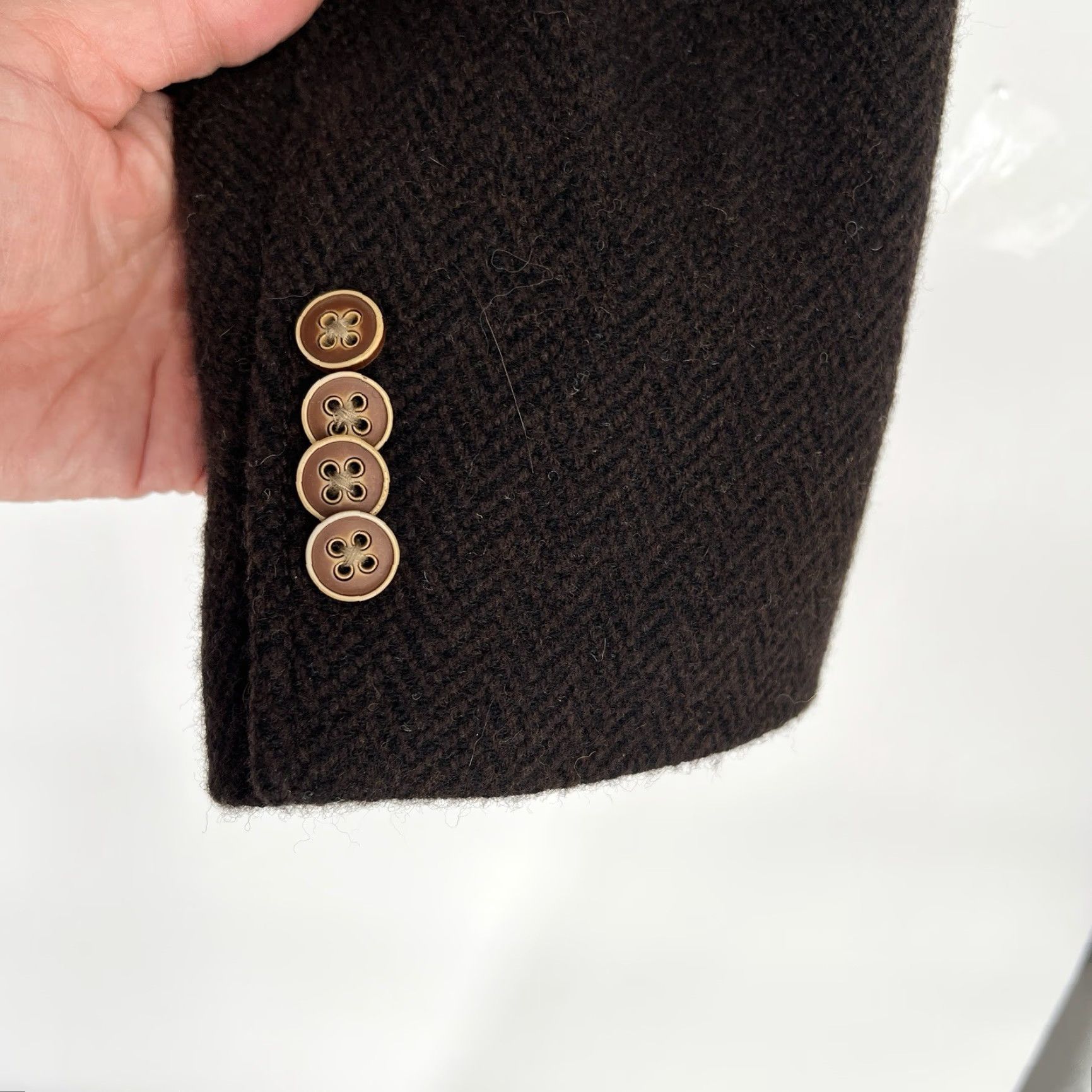 Tommy Bahama Tommy Bahama Mens Brown Wool Herringbone Blazer Sport Coat L Regular Notch 2 Button Front Ship/Voyage Theme Mens Size 42R - 6 Thumbnail