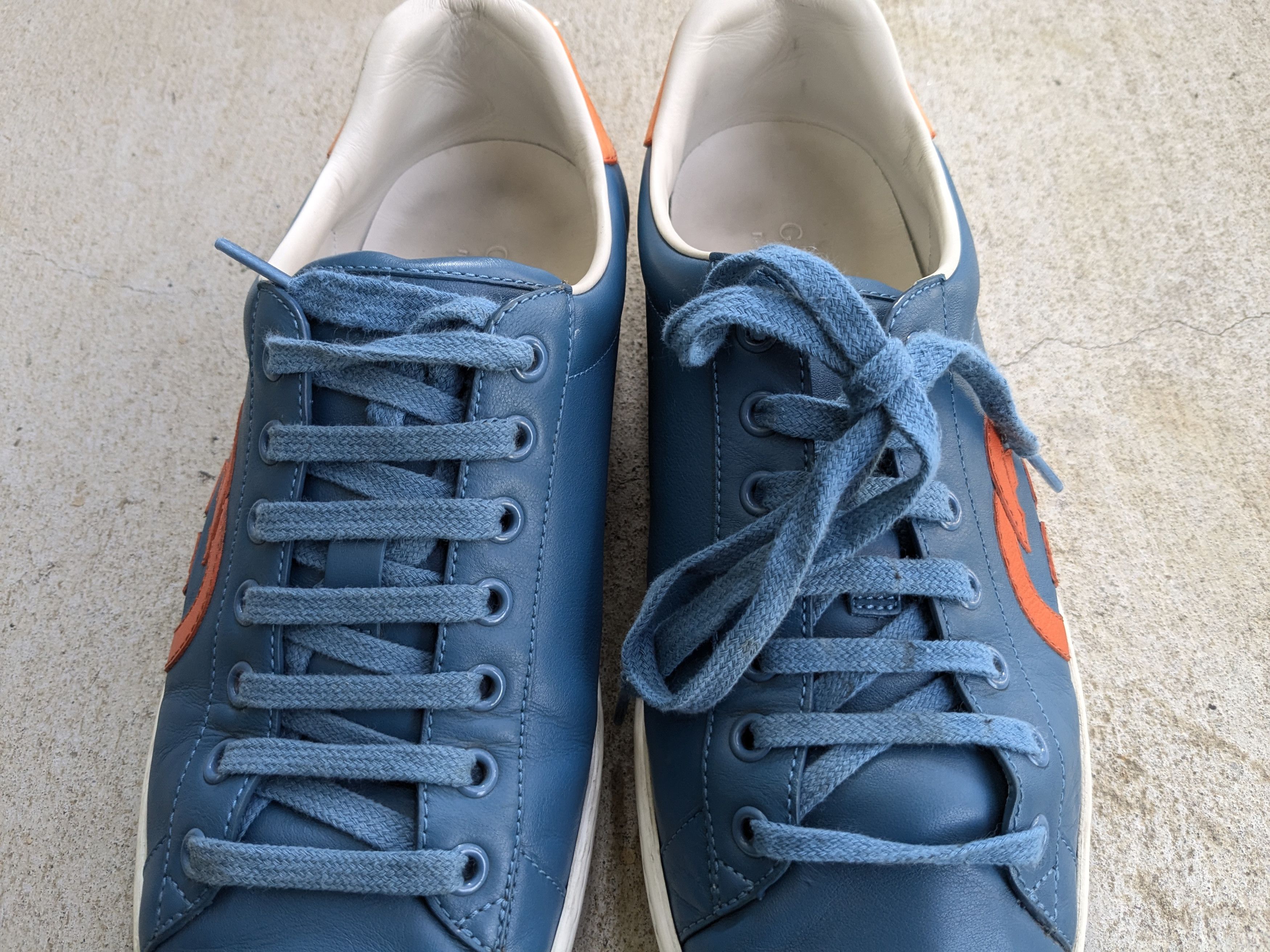 Gucci Gucci Ace Sneakers 8 Interlocking G Leather Blue Orange Size US 8 / EU 41 - 7 Thumbnail