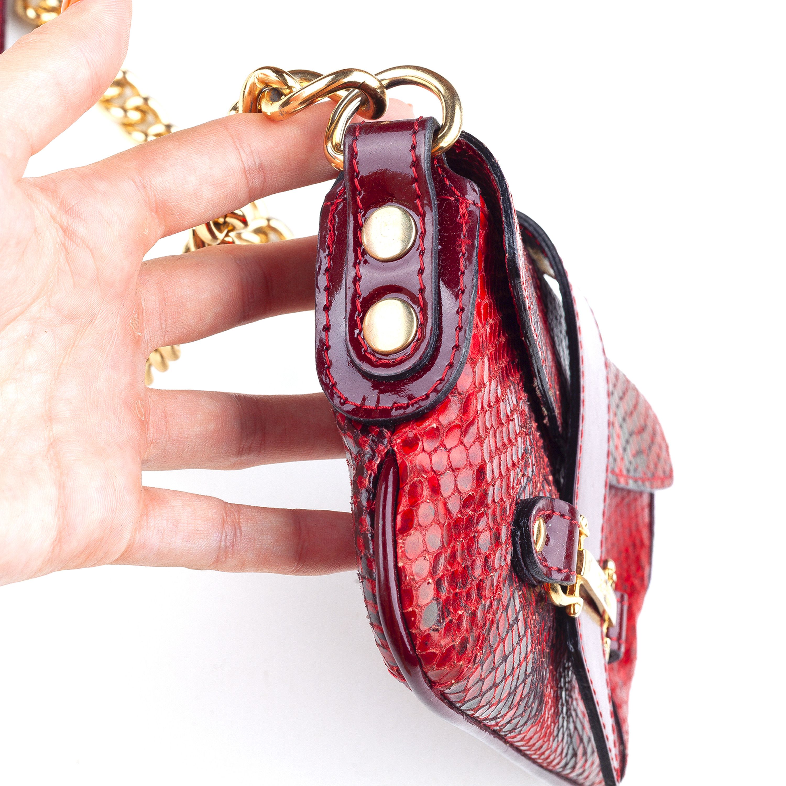 Dolce & Gabbana Dolce & Gabbana Red Python Patent Leather Mini Shoulder Bag Size ONE SIZE - 9 Thumbnail