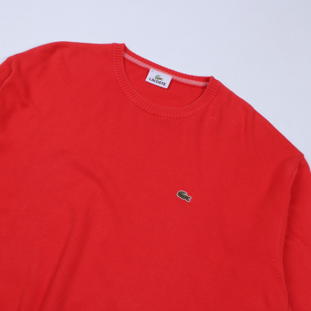 Lacoste LACOSTE Red Cotton Knit Pullover Sweater Crew Neck Size US XXL / EU 58 / 5 - 3 Thumbnail