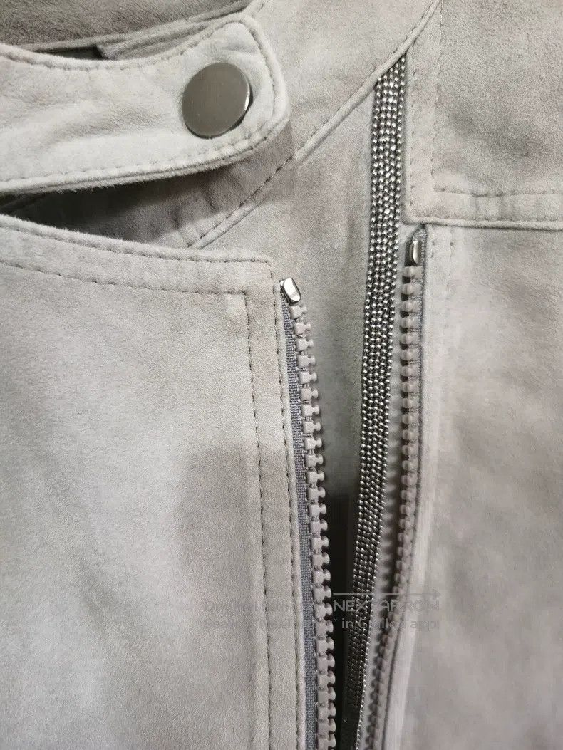 Brunello Cucinelli Brunello Cucinelli Suede Jacket with Small Stand Collar, G Size S / US 4 / IT 40 - 2 Thumbnail