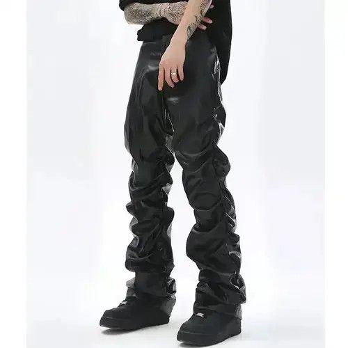 Jean Loose Ruched Casual PU Leather Pant Size US 32 / EU 48 - 4 Thumbnail