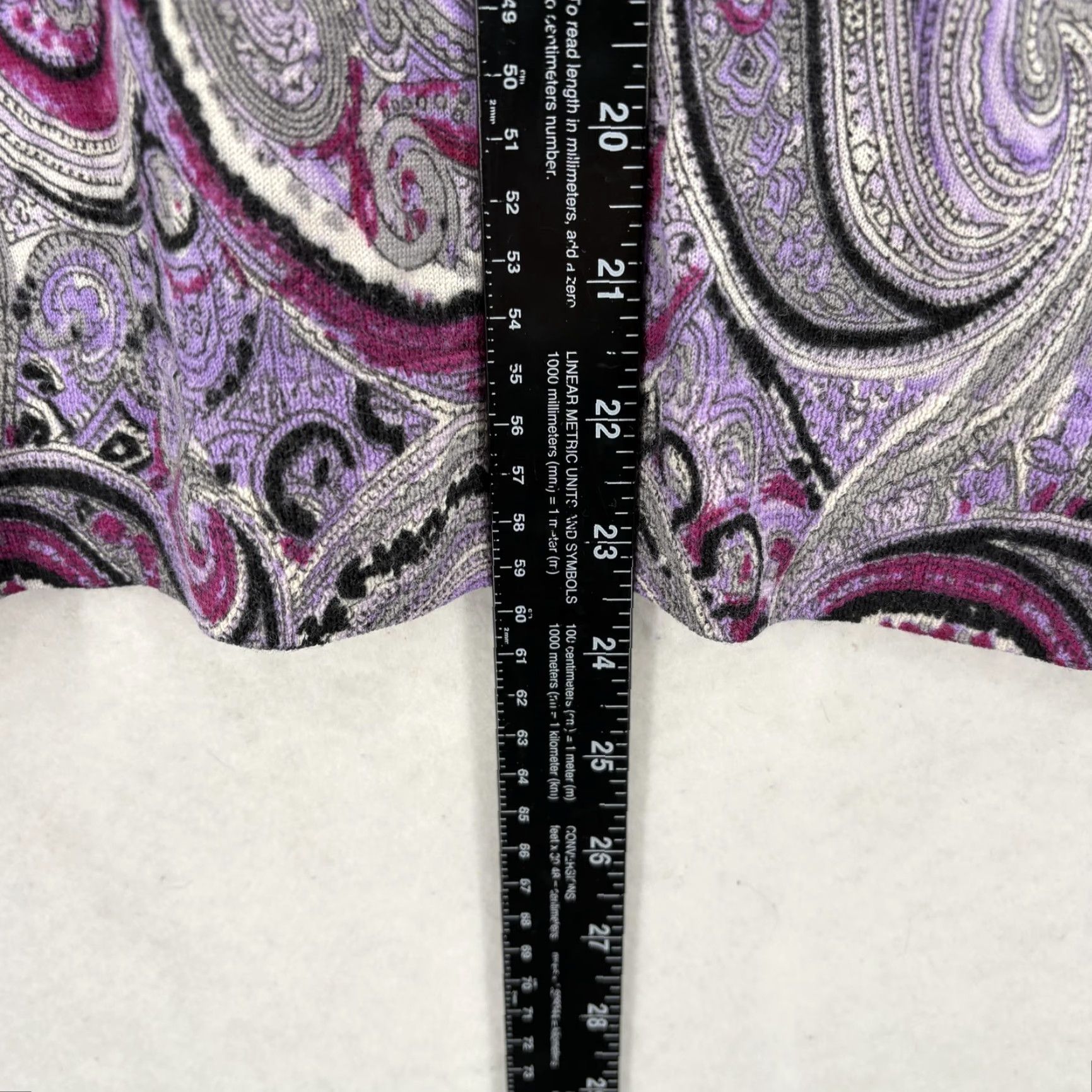 Talbots Talbots Sweater Womens PL Purple 100% Merino Wool Paisley Print Scoop Neck Knit Size L / US 10 / IT 46 - 6 Thumbnail