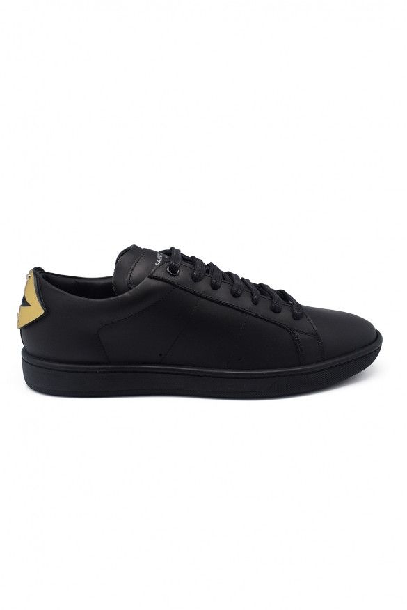 Men's Black Leather YSL Saint Laurent SL/01 Studded Sneakers