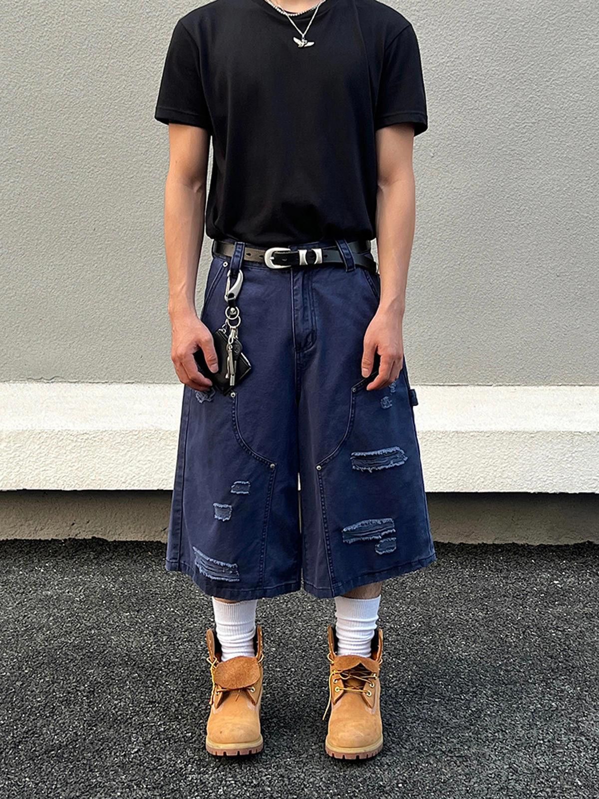 Jean × Vintage Trendy Distressed Denim Culottes - Stylish Casual Wear Size US 32 / EU 48 - 4 Thumbnail
