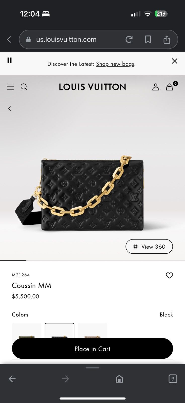 Louis Vuitton Louis Vuitton Coussin MM Purse Black Monogram $5500 Retail Size ONE SIZE - 20 Thumbnail