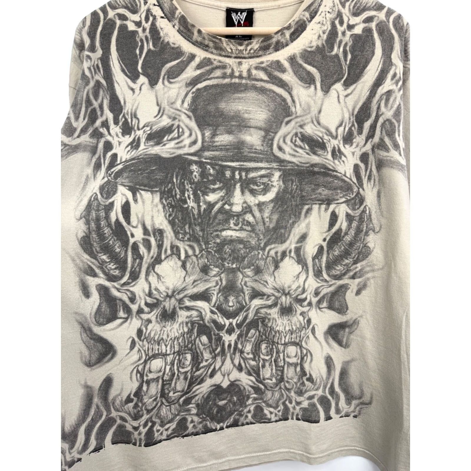 Vintage VINTAGE WWE Undertaker Skull Rip Dead T-Shirt XL Beige Mens Shirt Size US XL / EU 56 / 4 - 5 Thumbnail