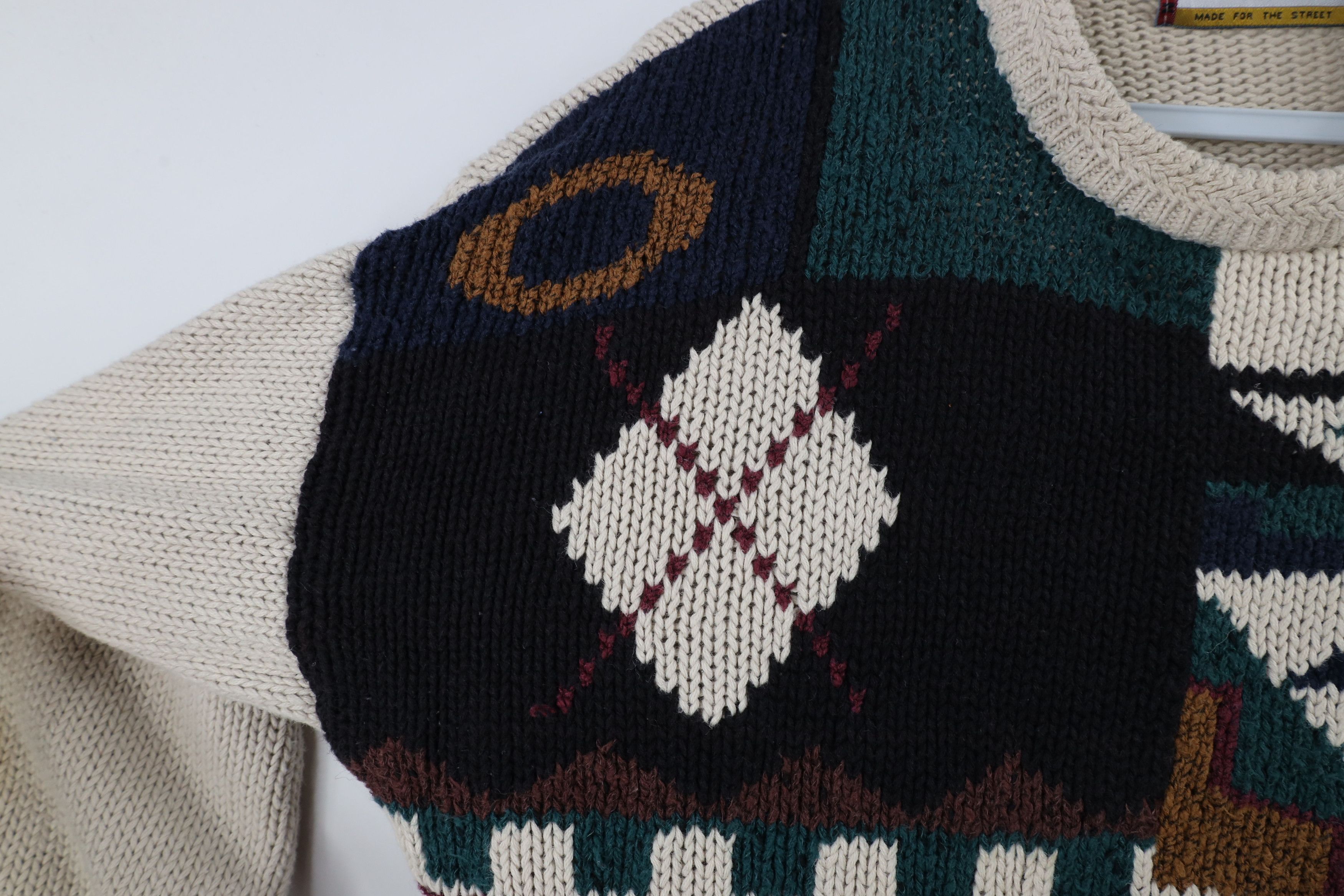 Vintage Vintage 90s Coogi Style Rainbow Abstract Knit Sweater Size XL / US 12-14 / IT 48-50 - 4 Thumbnail