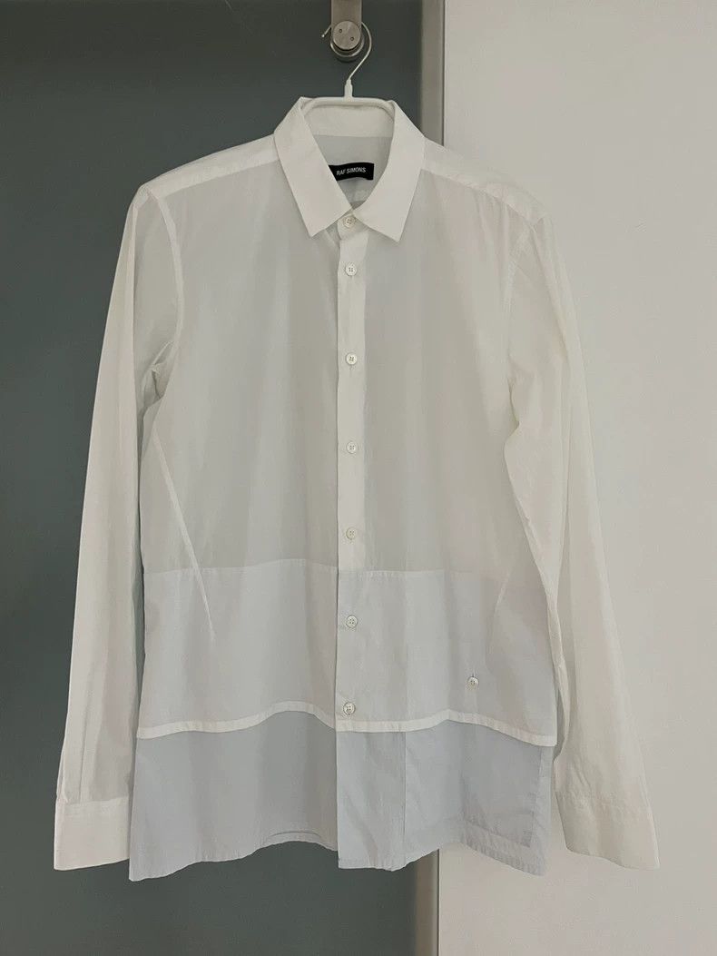 Raf simons Men's blue and white stitching shirt