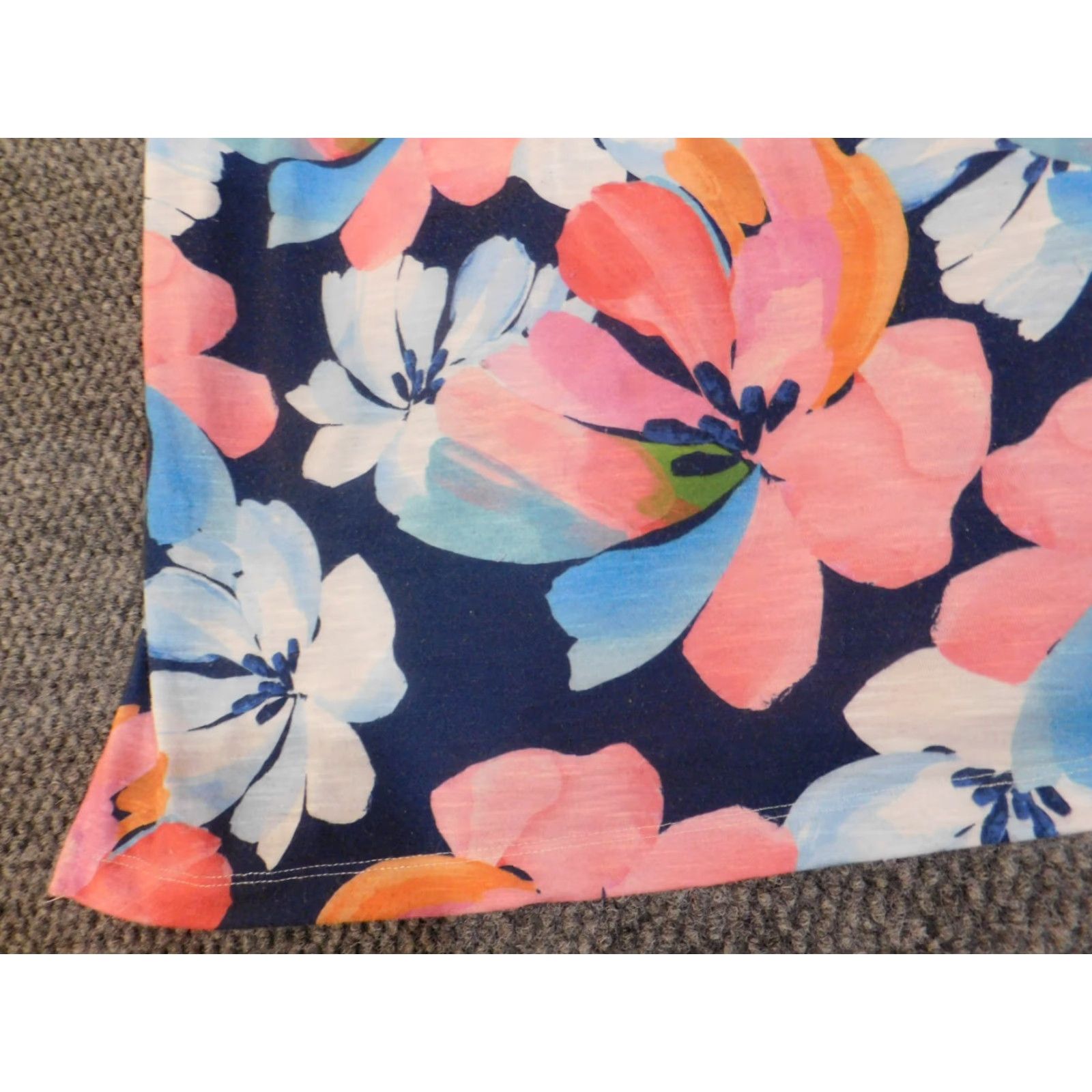 Vintage Alfred Dunner Blouse L Blue Floral Pink Coastal Stretch Polyester Women Regular Vintage No Size L / US 10 / IT 46 - 6 Thumbnail